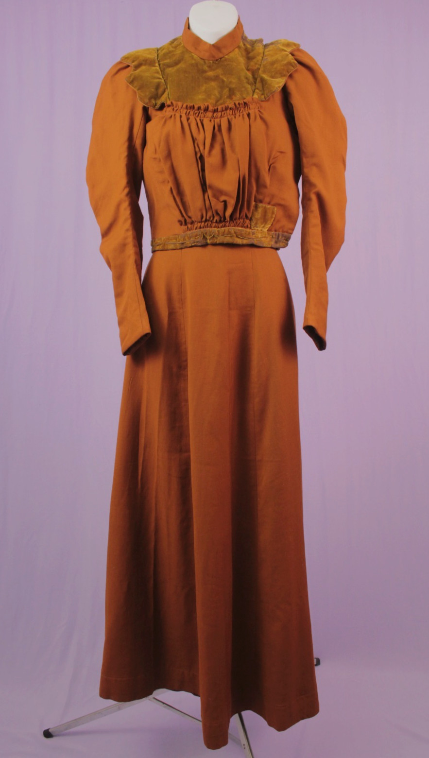 VTG Women&rsquo;s Antique Late 1800s 2 Pc Burnt Orange / Brown Jacket & Skirt Set XS/S