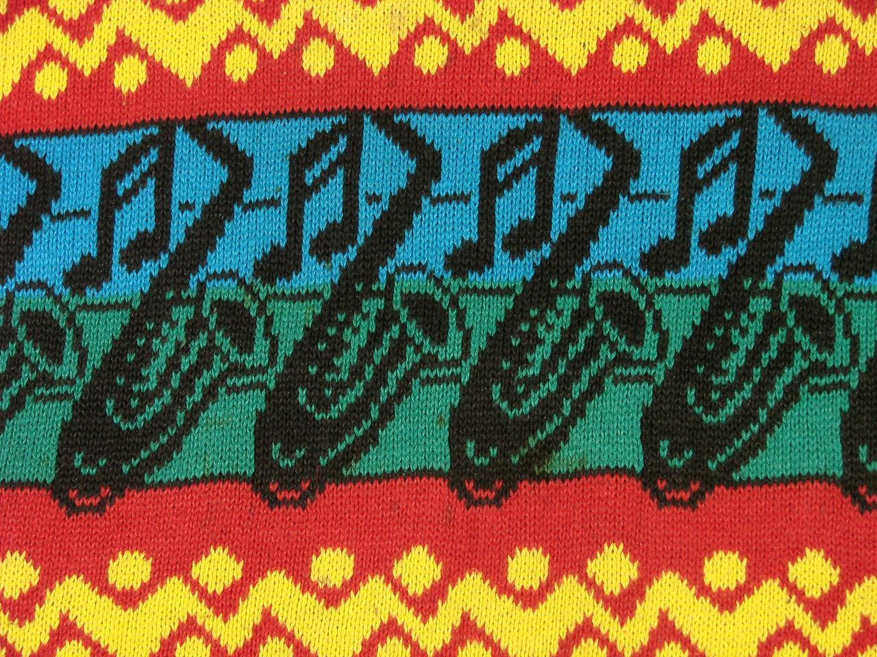 80&rsquo;s vintage oversize Rue Brittania multicolor musical instrument sweater 2