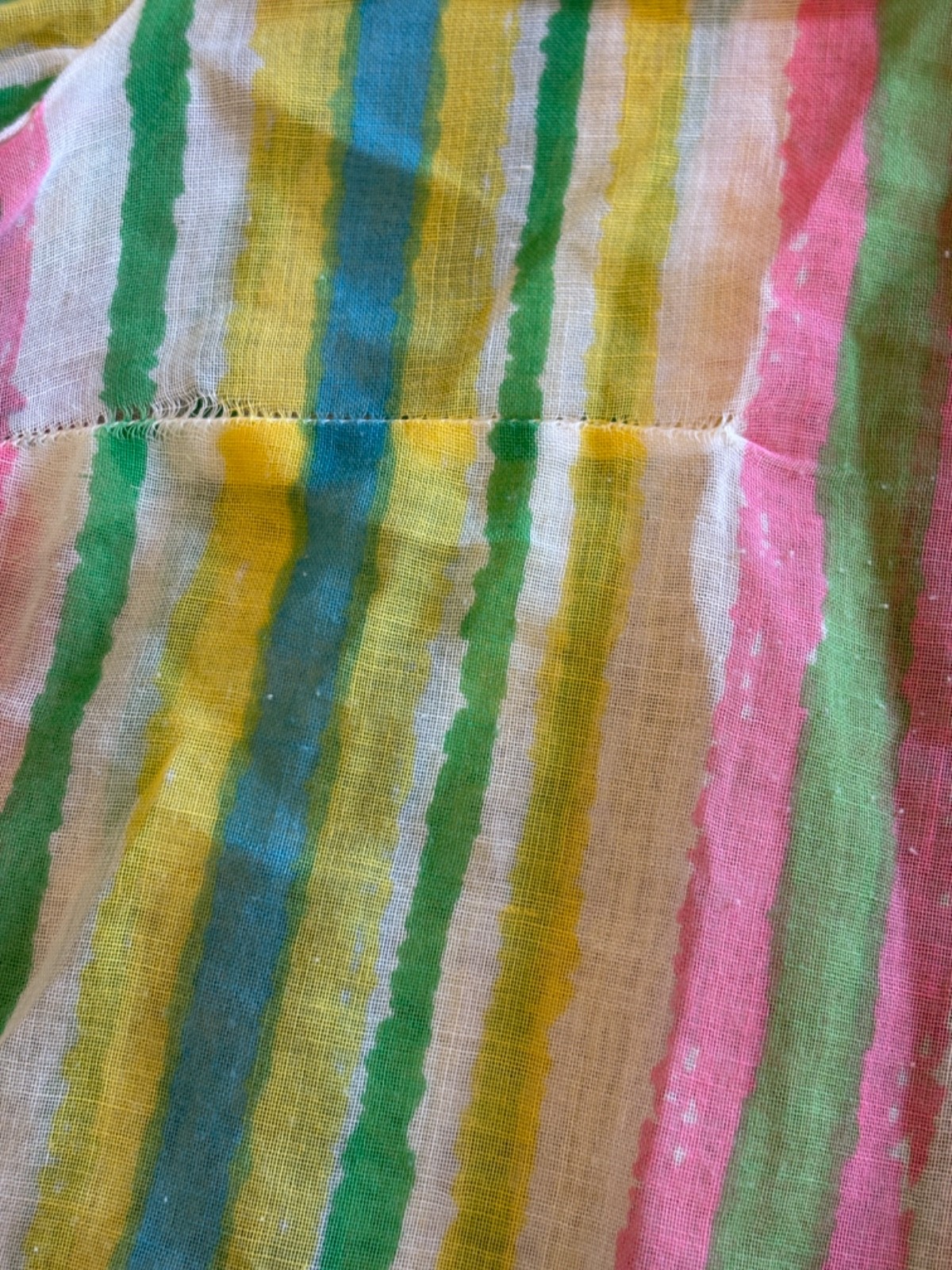 Vintage 60s Handmade Circus Rainbow stripe Parachute Dress Sheer L Needs TLC
