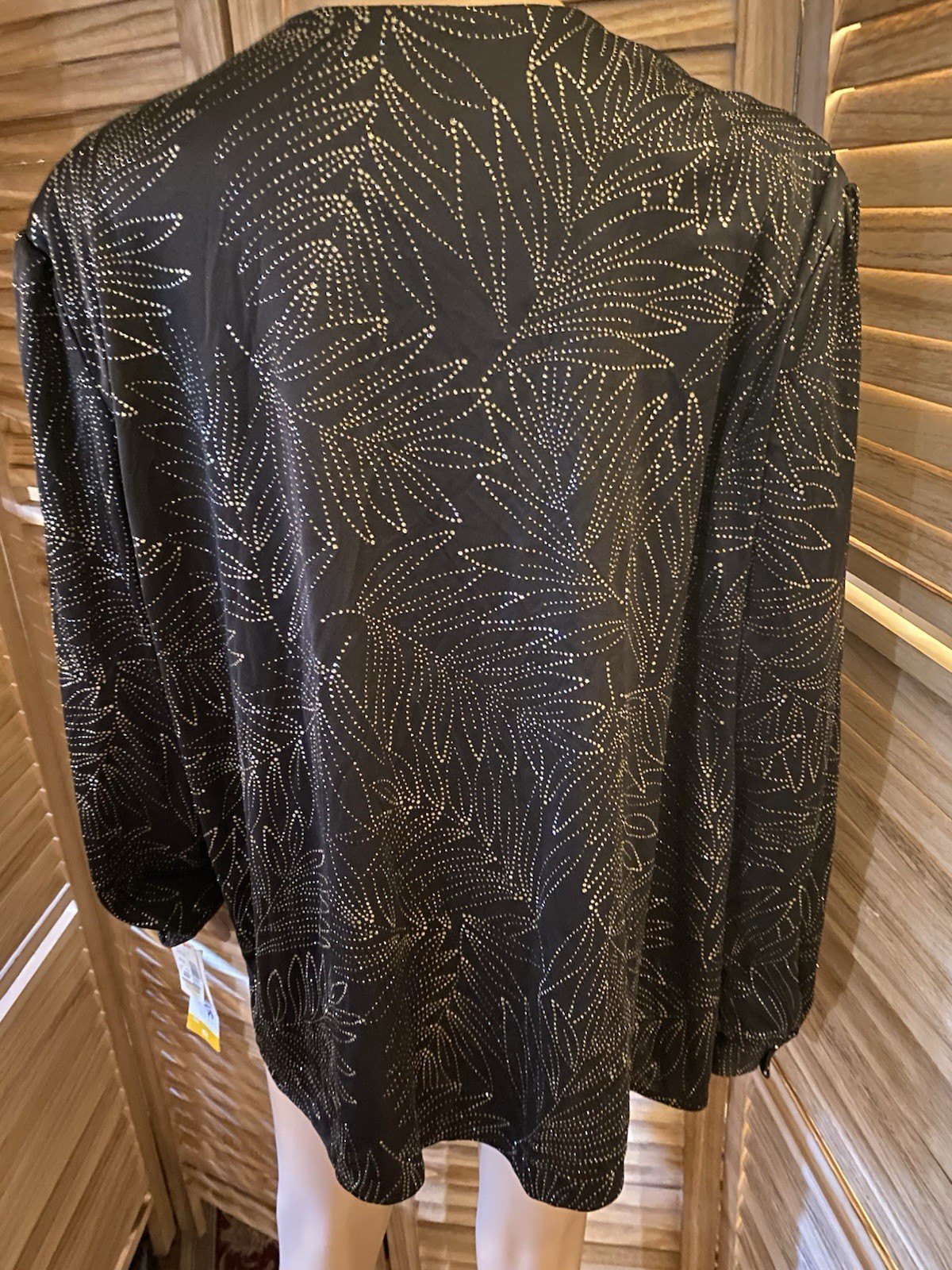 Style Trix Women&rsquo;s Plus Size 42 Button Up Blouse Black & Silver VINTAGE NWT