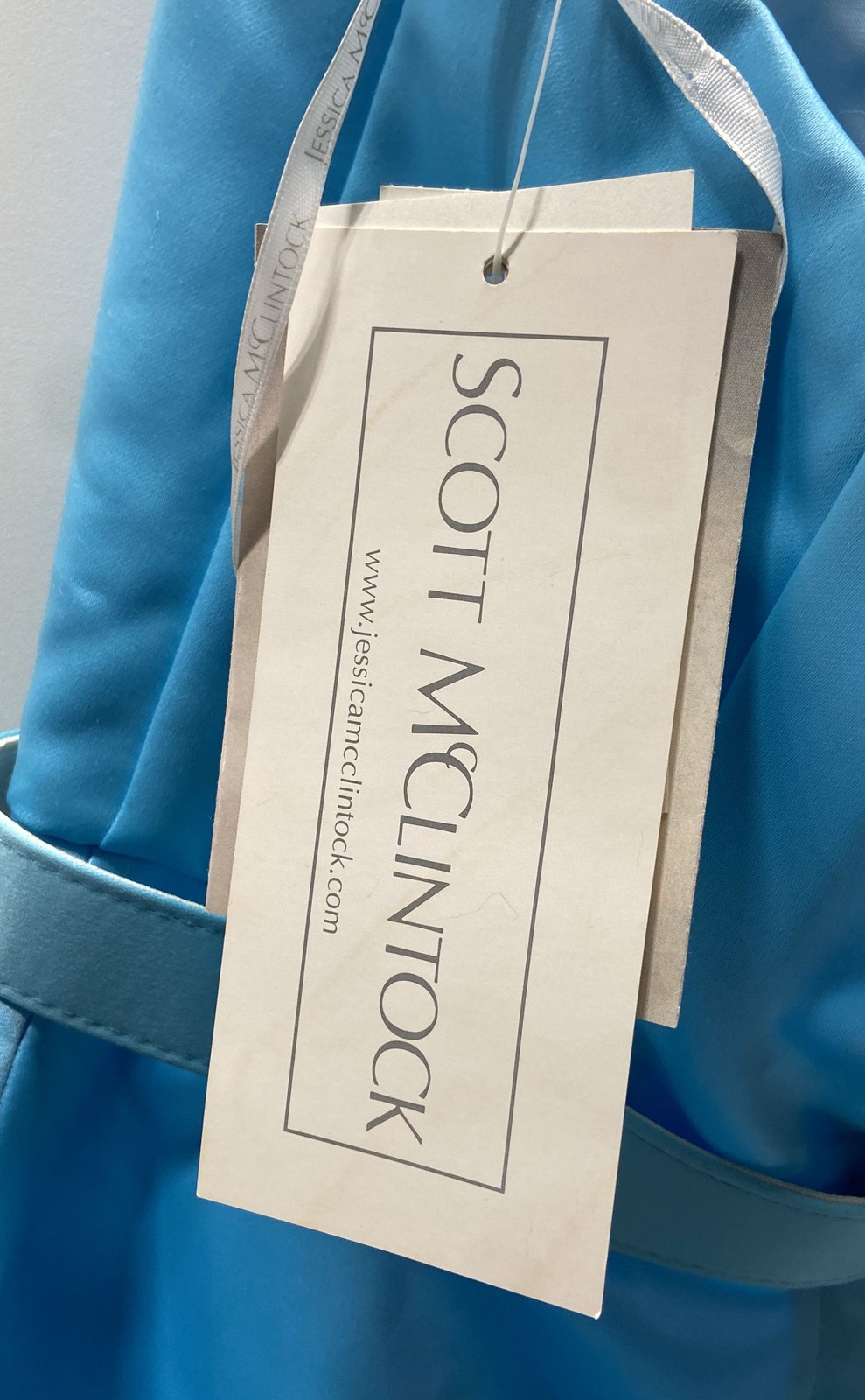Scott McClintock Women&rsquo;s Blue Satin Halter Evening Gown Rhinestone Buckle Y2K 8