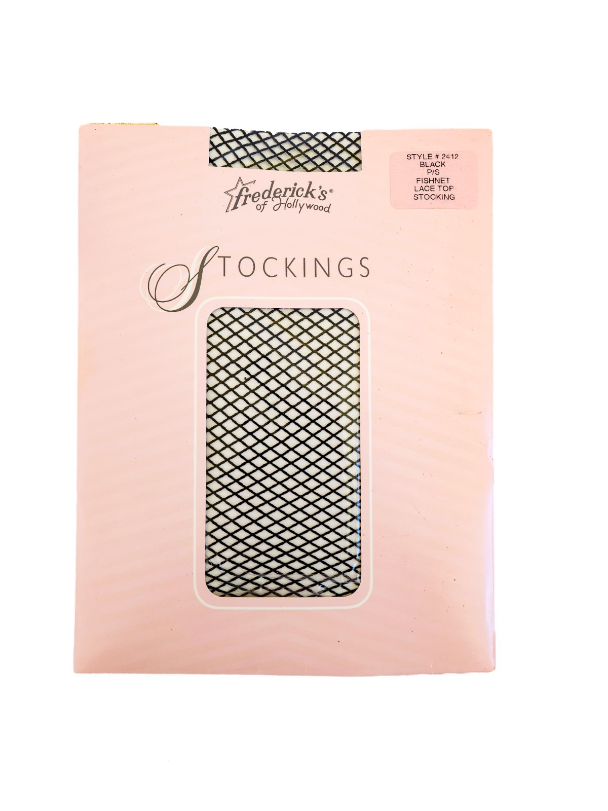 Vtg Fredericks of Hollywood Fishnet Stockings Petite S Black Lace Top Thigh High
