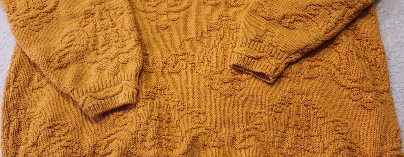 Vtg United States Sweaters 100% Cotton Knit Pullover Large Yellow Gold Chunky OS
