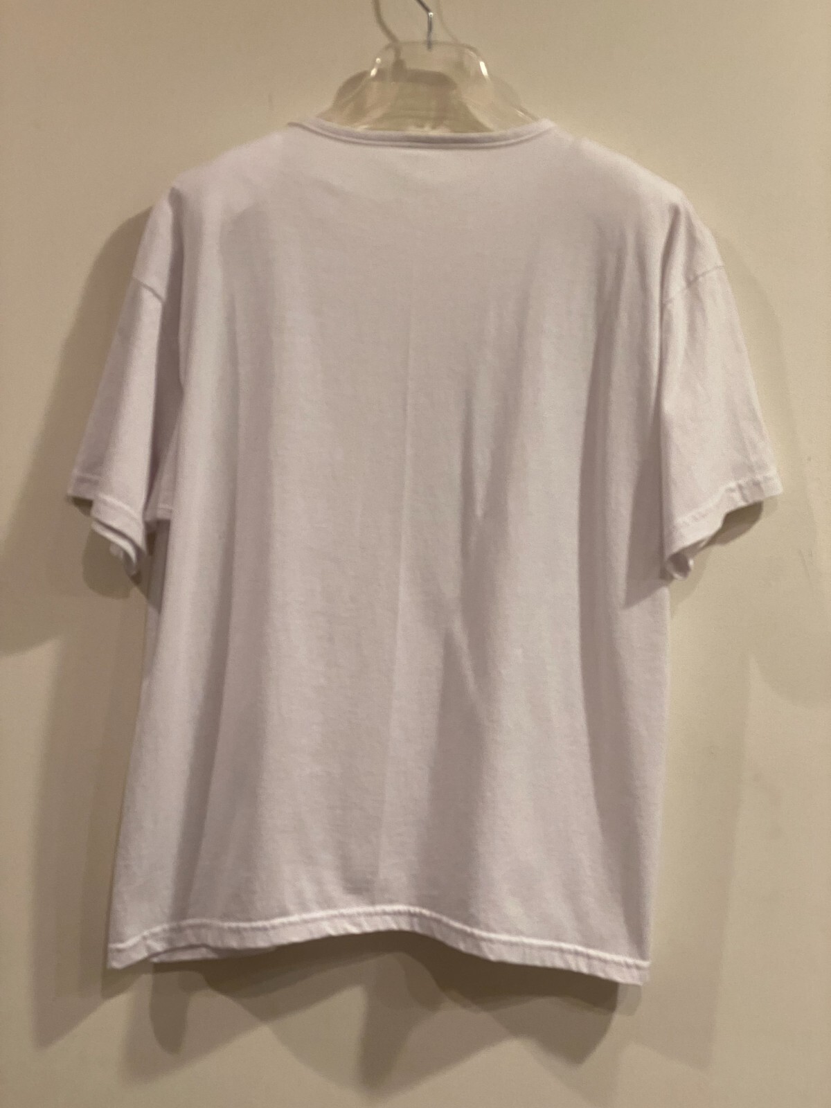 Vintage White Polyester & Cotton T Shirt Decorated w/Denim Applique & Rhinestone