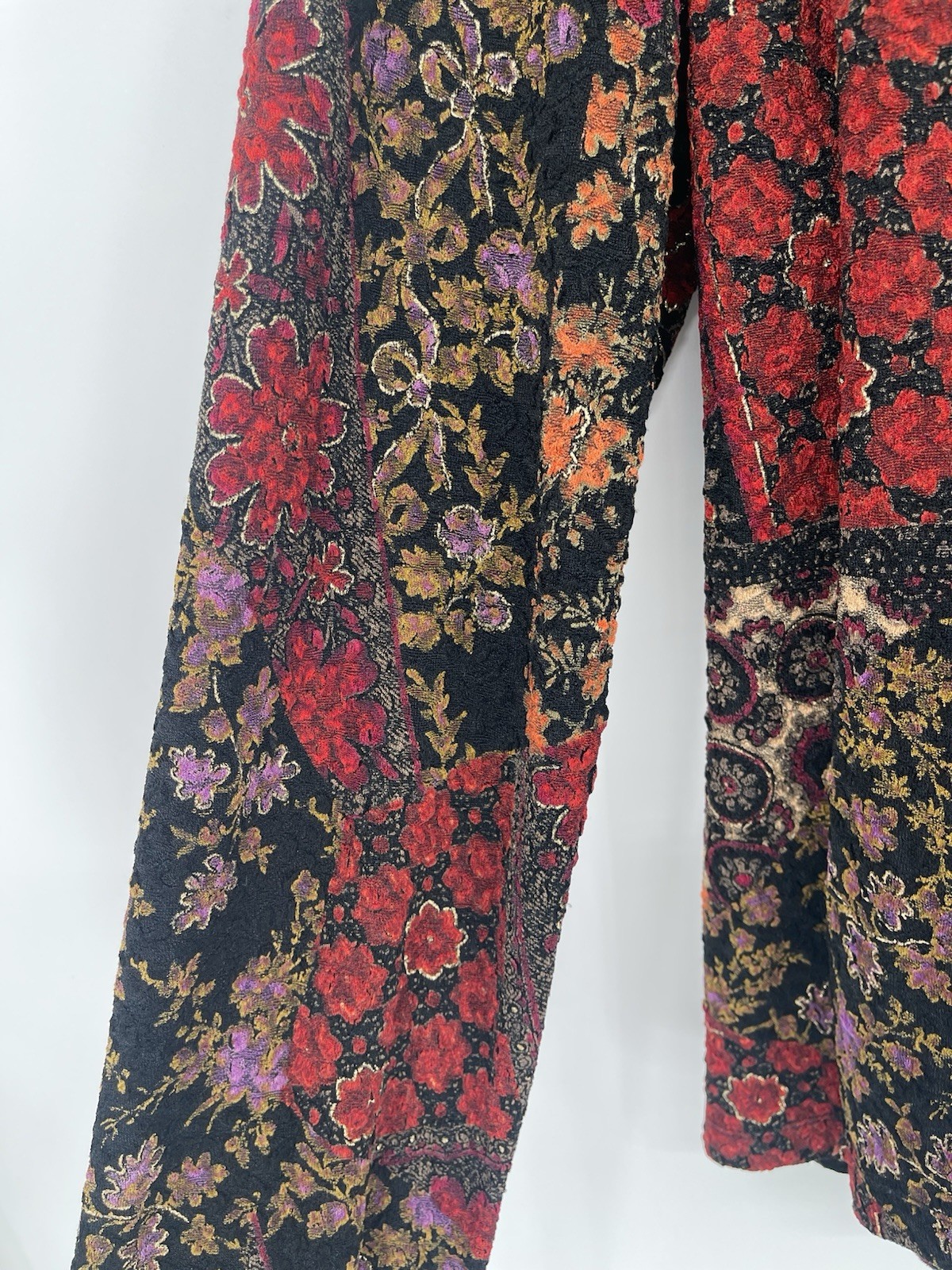 VTG Graff CA Blouse Top Floral Pullover Sz XL Wrap Faux 2 Pc Stretchy