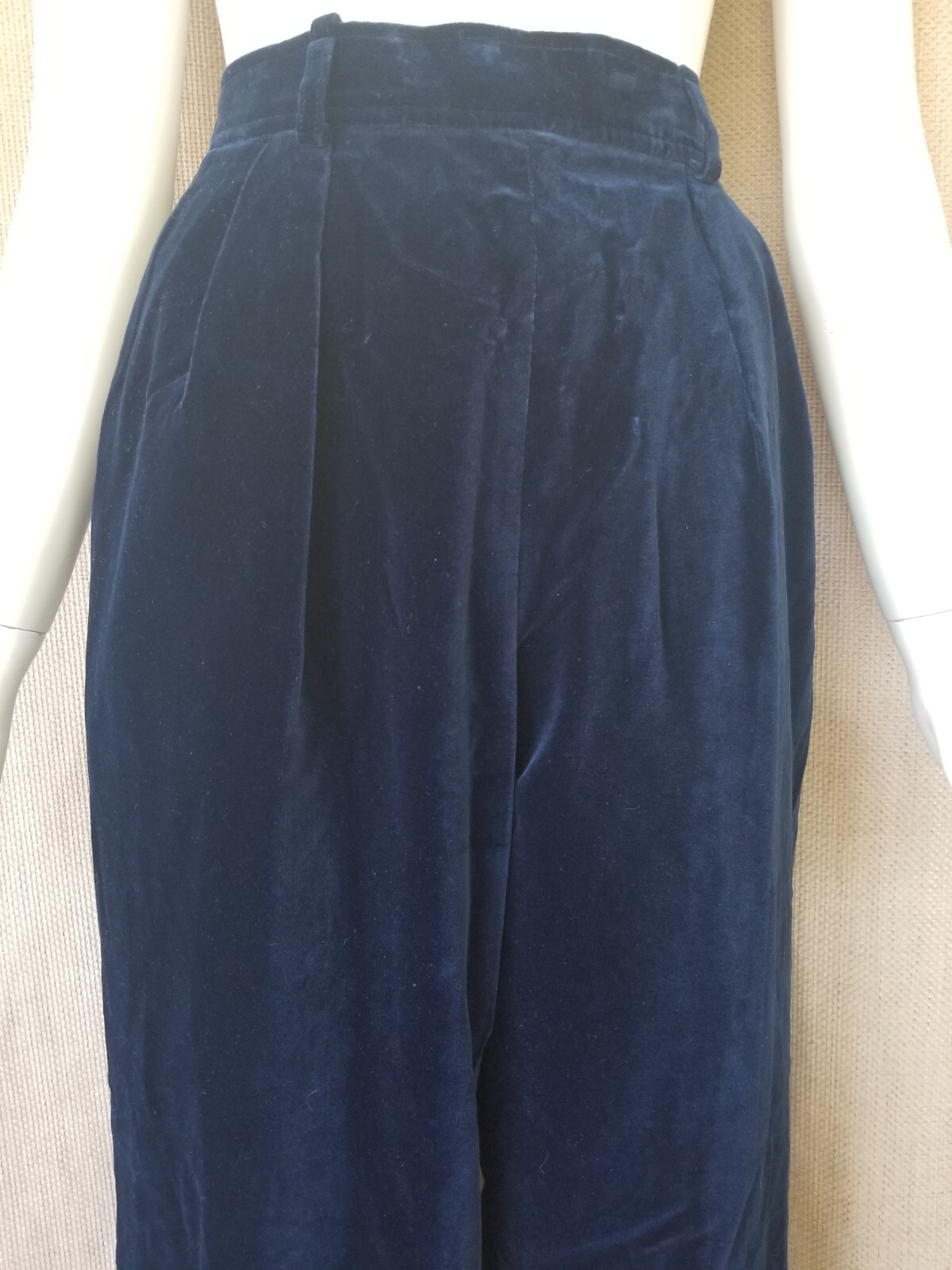 1980&rsquo;s YVES SAINT LAURENT RIVE GAUCHE Blue Velvet trousers Womens Vintage Pants