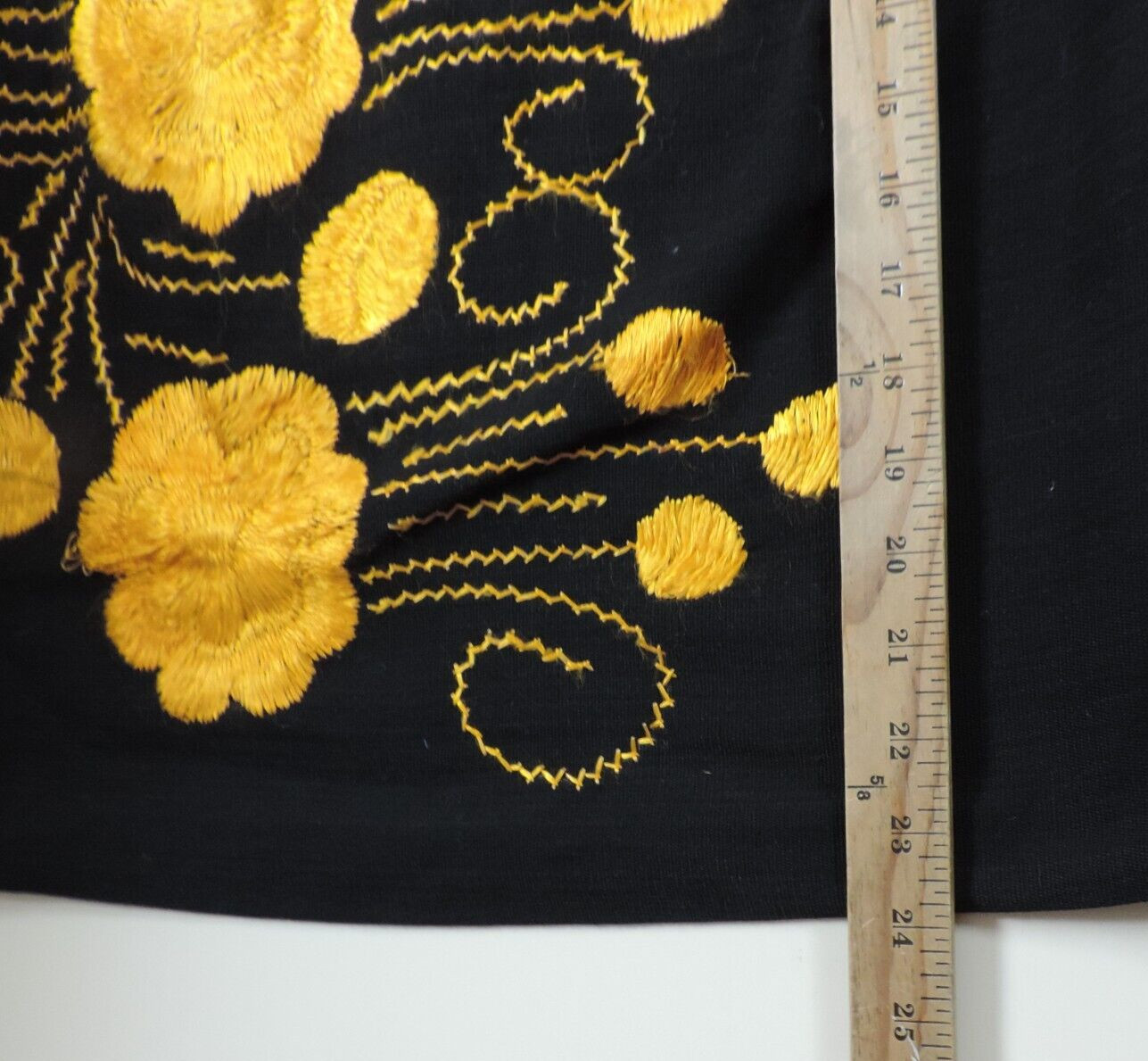 1970s Bertram Boutique Acapulco Embroidered Black/Orange Floral Top B40 W36