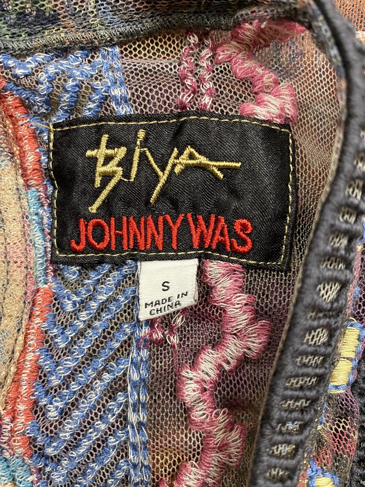 Johnny Was Biya Romantic Embroidered Boho Bohemian Tiered Printed Gervase Dress