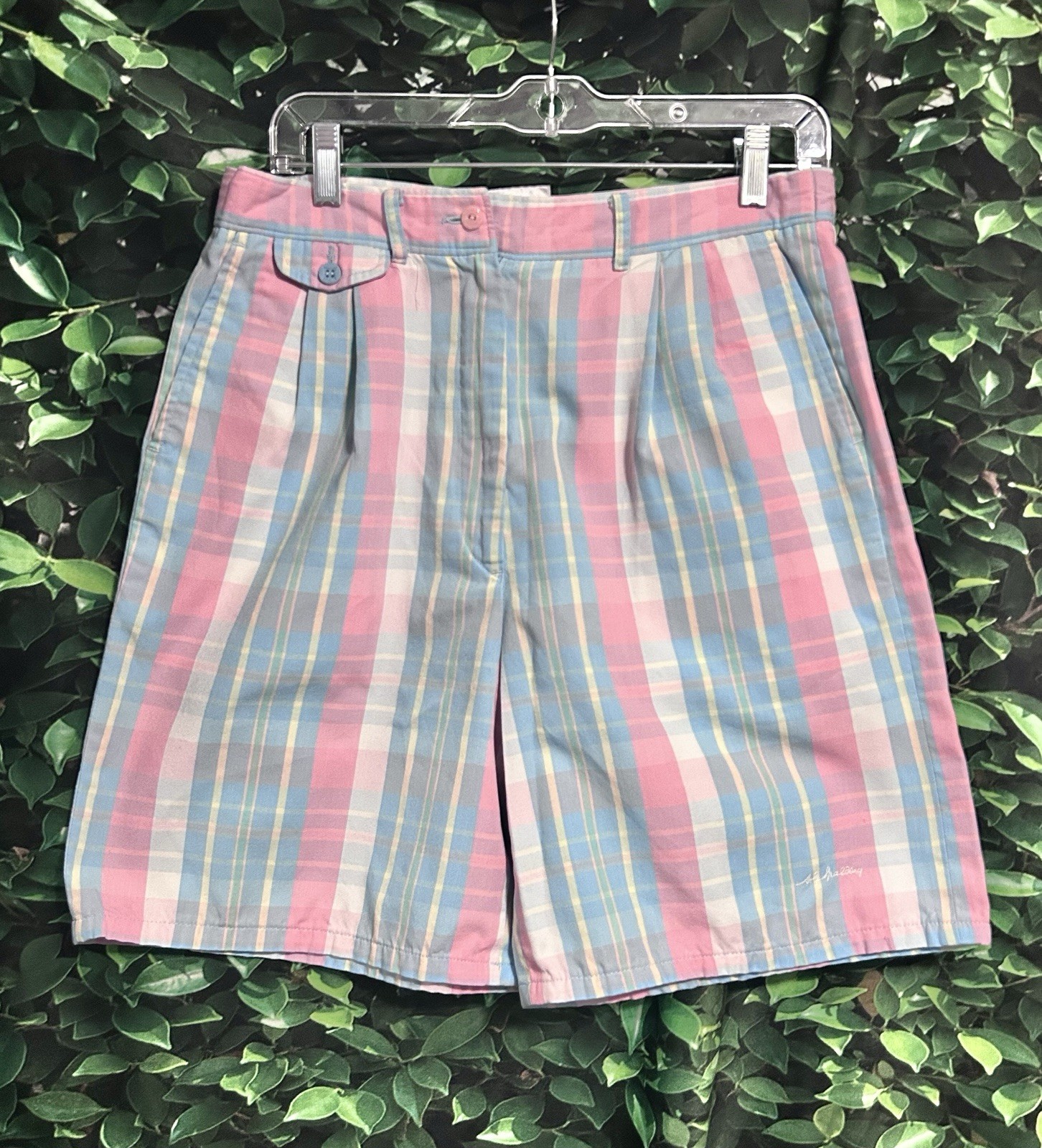 Vintage 80s Pastel Plaid High Waisted Shorts AG Spalding Womens 12