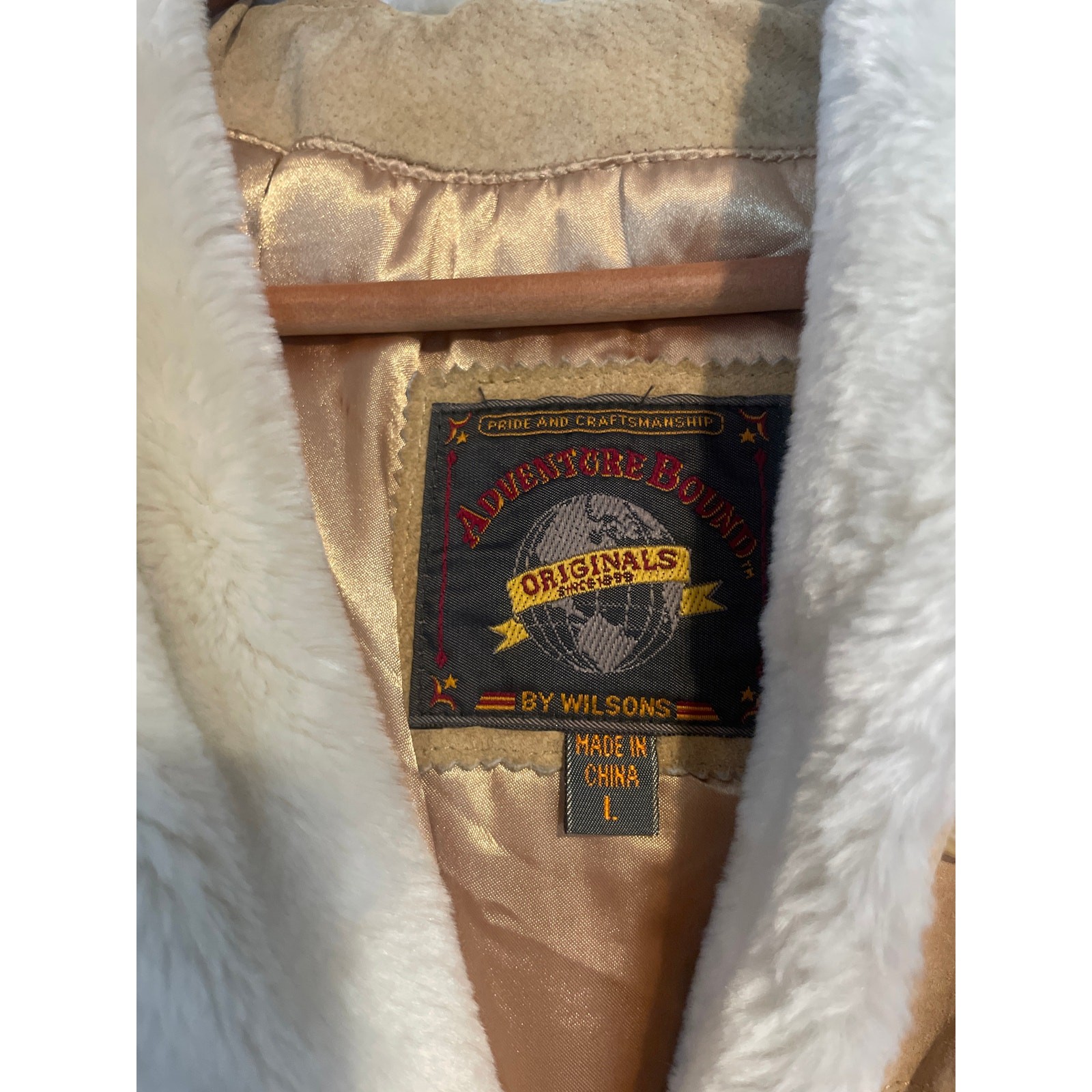 Vintage WILSONS Leather Toggle Chore Coat Barn Jacket Faux Fur Size Large L Hood