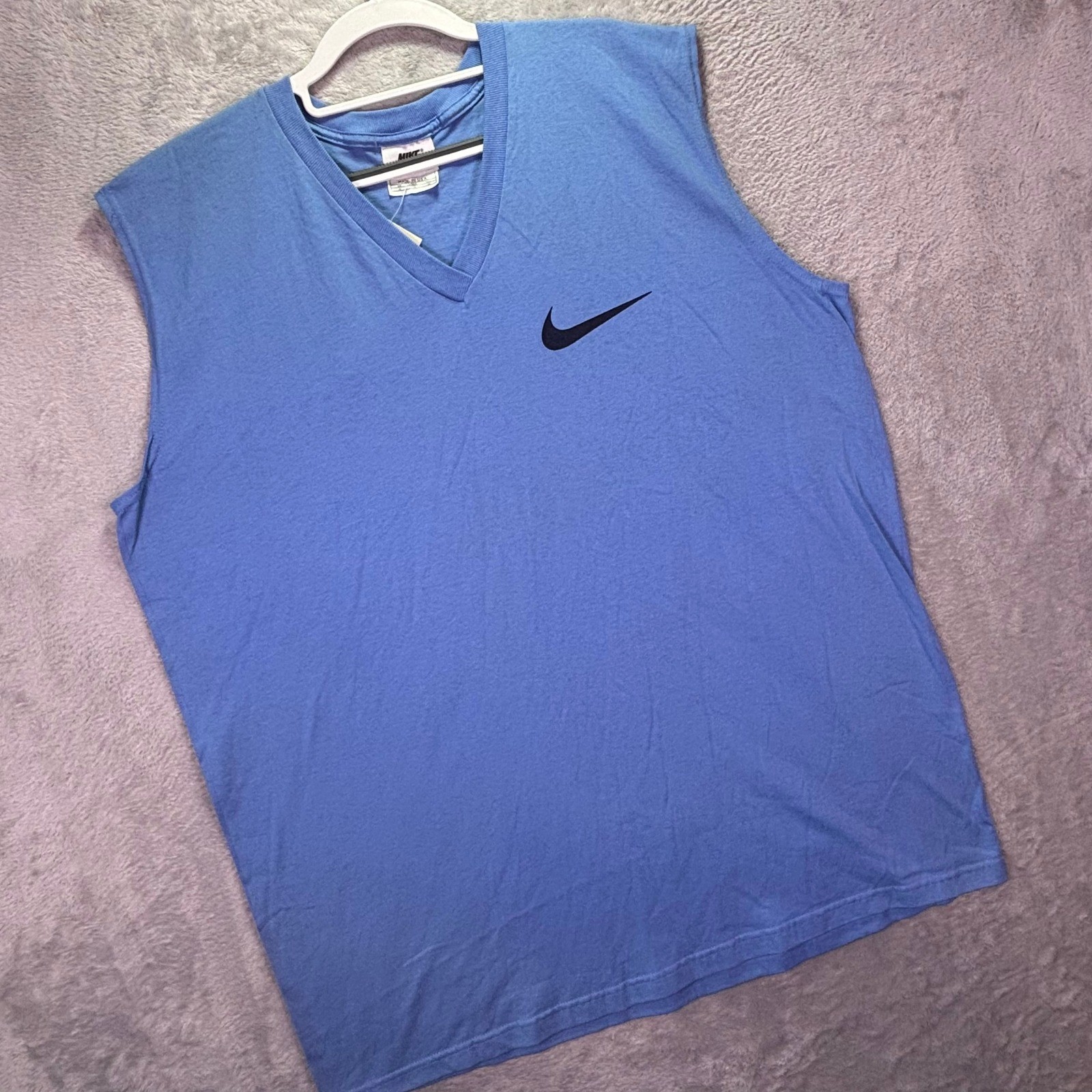 Nike Womens Sleeveless Top XL Blue Vintage 90s Made in USA Big Swoosh 220150-448