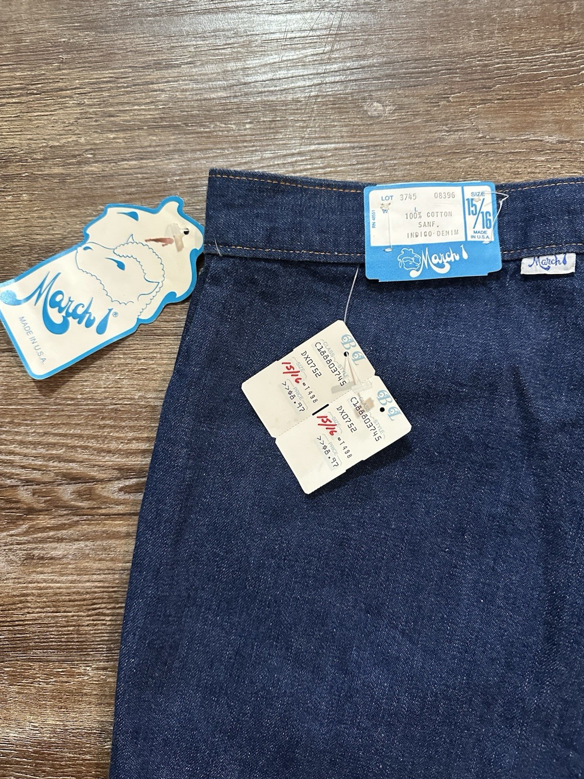 Vintage 70s March 1 Indigo Blue Jeans Hot Pants Daisy Duke Shorts New With Tags