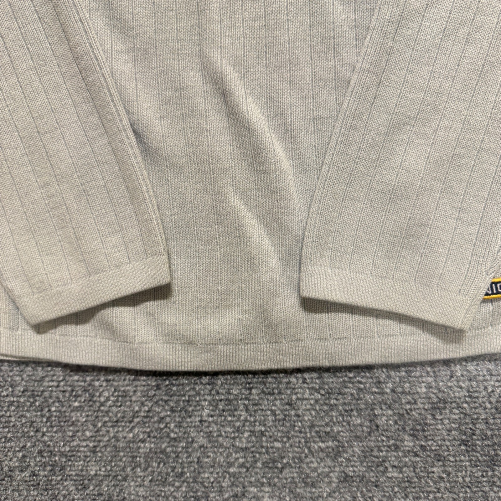 VTG Unionbay Striped Pullocer Sweater Womens S Gray Yellow Y2K Cotton Blend