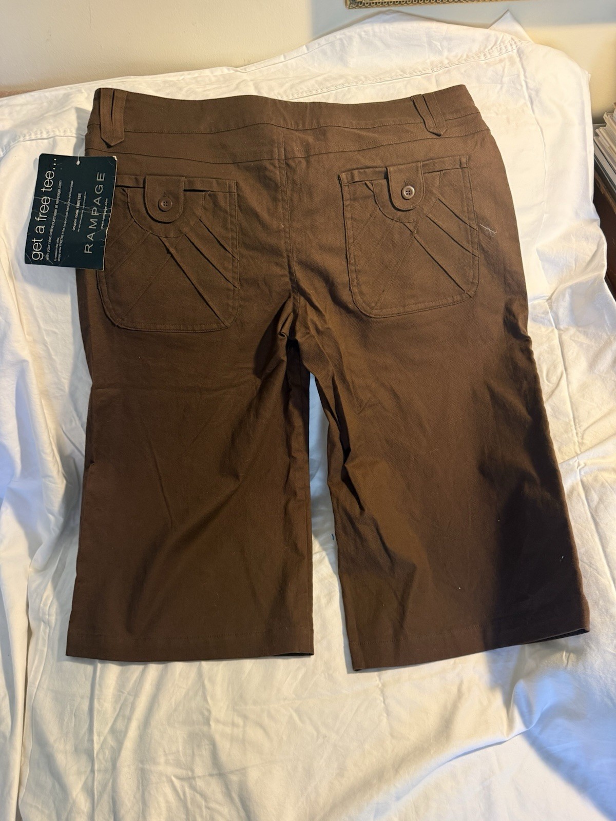 VTG 90S Rampage Sz11 NWTS Brown wide leg Cropped gaucho Shorts Rare Hippie capri