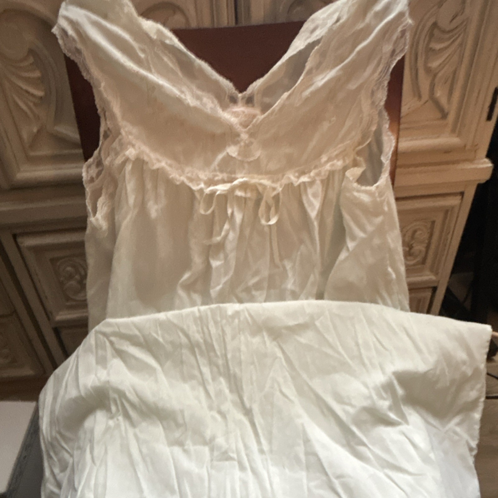 Barbizon Vintage White Light mint green Medium Marsha night gown