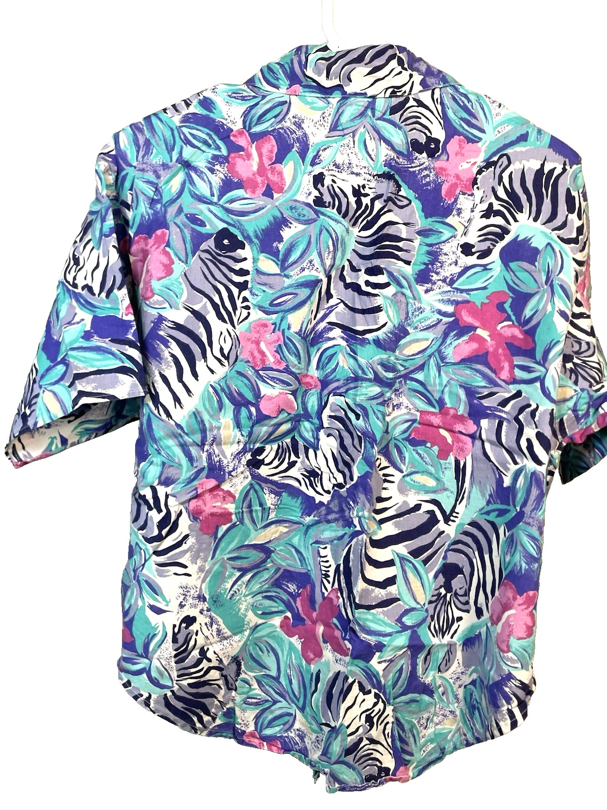 Vintage Caribou C&rsquo;mon Sportswear Women&rsquo;s Blouse Floral Zebra Print USA Medium