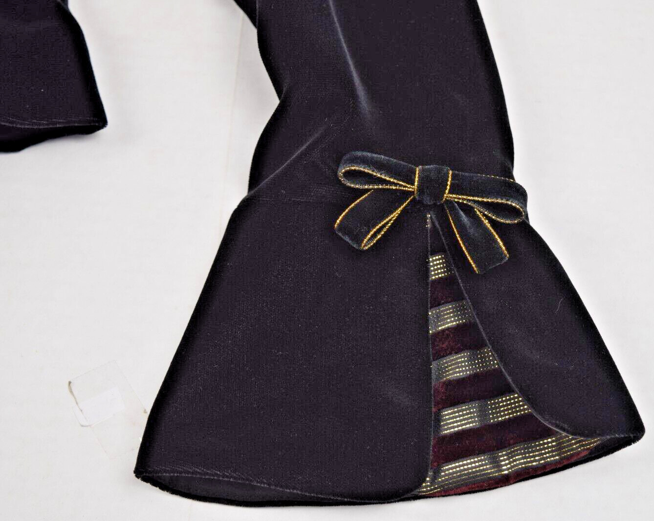Vintage Velvet Jacket Be Art Size S/M 80s Shiny Black Ribbon Trim Jewel Buttons