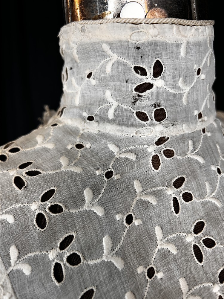 antique blouse white eyelet Victorian Edwardian bust 34 high neck original 1880