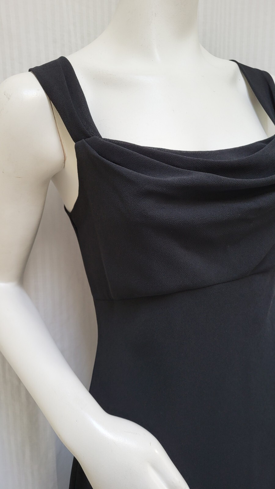Vintage CACHET Black Crepe Chiffon Draped Neck Dress – Size M – EUC