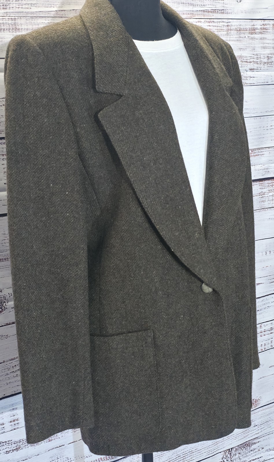 Vintage Women&rsquo;s Brown Wool Blazer Size 14 Giorgio Sant Angelo