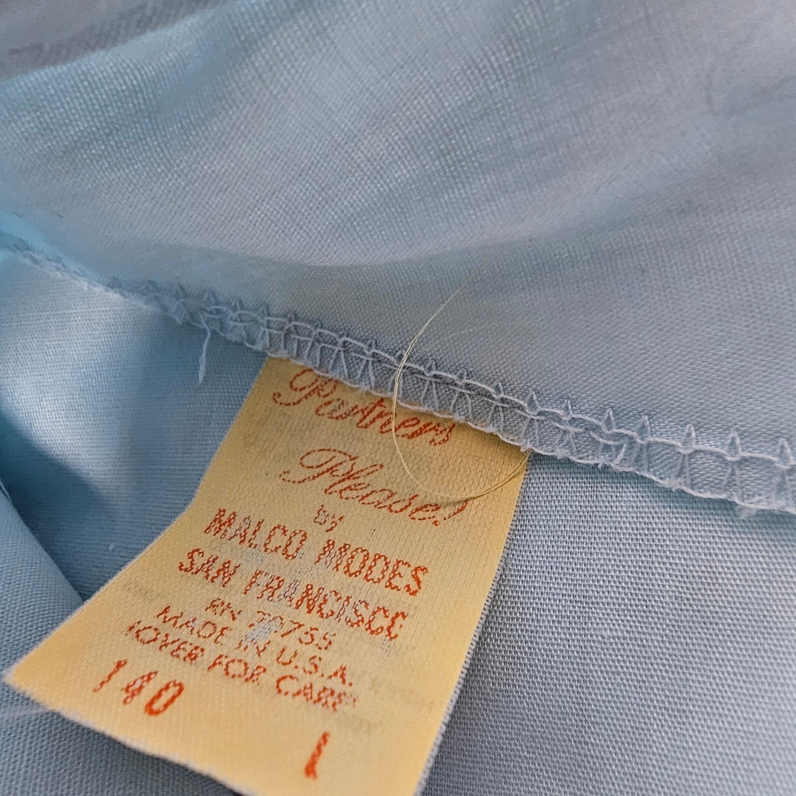 VTG 70s Partners Please Malco Modes Blue Lace L Ruffle Collar Prairie Coquette