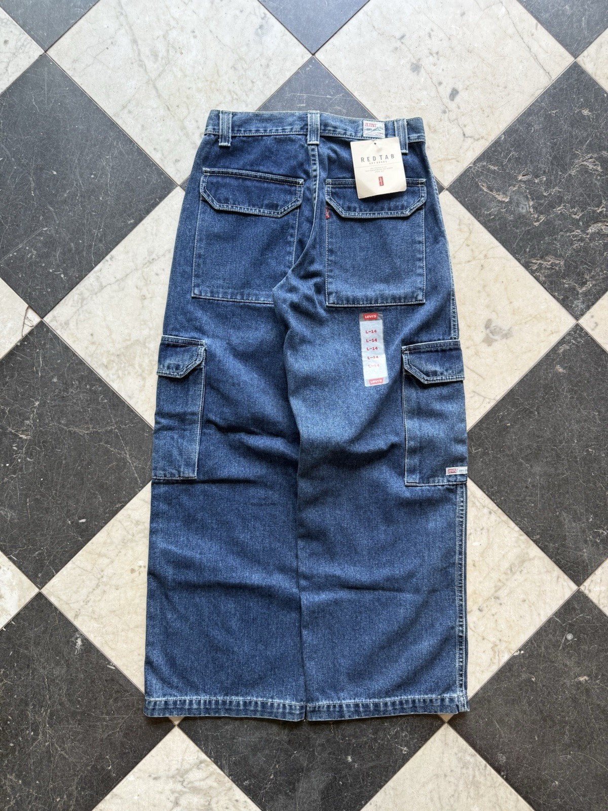 1990s Levi Dry Goods Denim Cargo Pants Size 14 (28×28.5) Brand New NWT