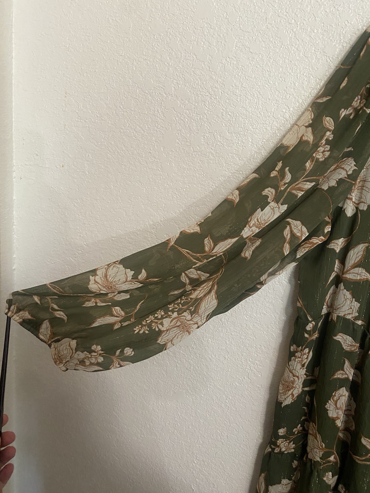 Vintage 90’s Indigo Rose Olive Green Tiered Babydoll Midi Dress Cottagecore Boho