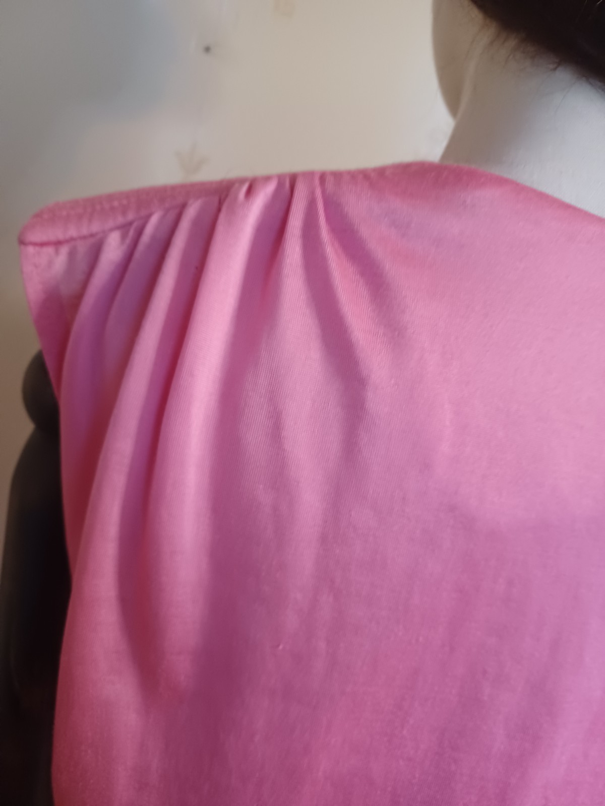Vintage 1970s Vicky Vaughn Juniors Floaty Pink Disco Goddess Union-Made Dress