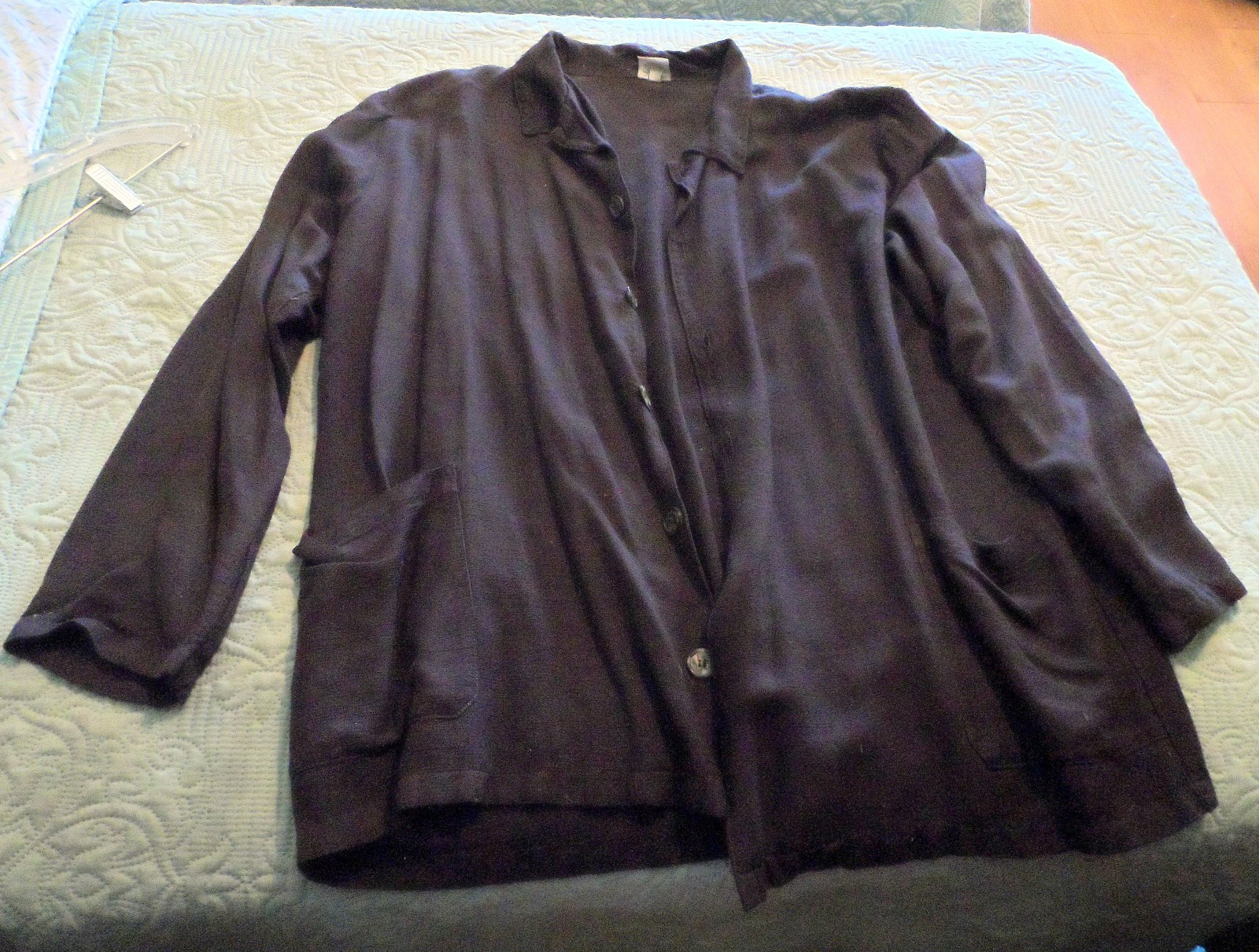CP SHADES Jacket Big Large 50&Prime; Bust Top Shirt Dark Blue Women Buttons Pockets