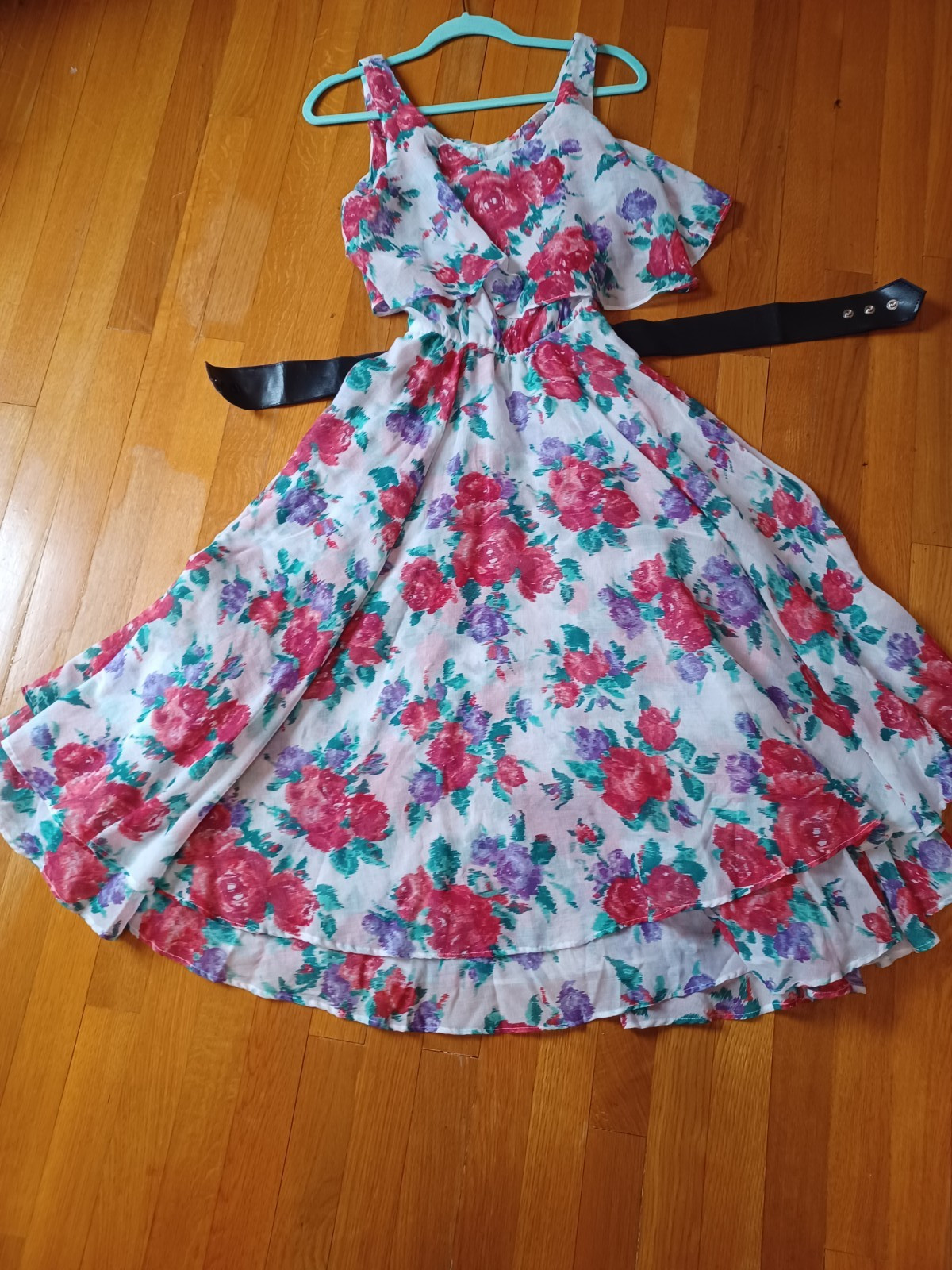 Vintage 1980s L. Rothschild Floral Print Tiered Cottagecore Prairie Tea Dress