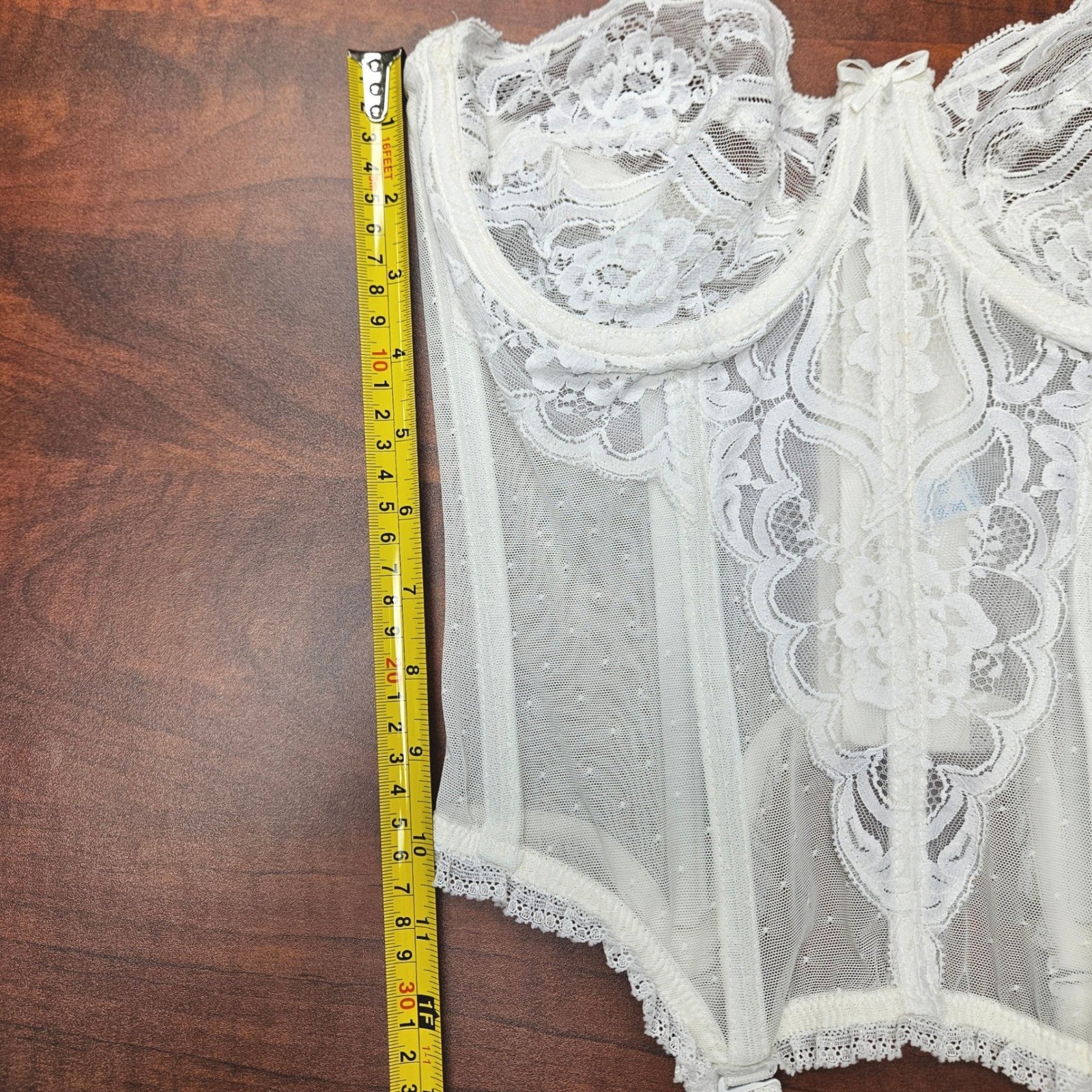 Vintage Vanity Fair White Lace Bustier Corset Garter Lingerie Coquette VTG