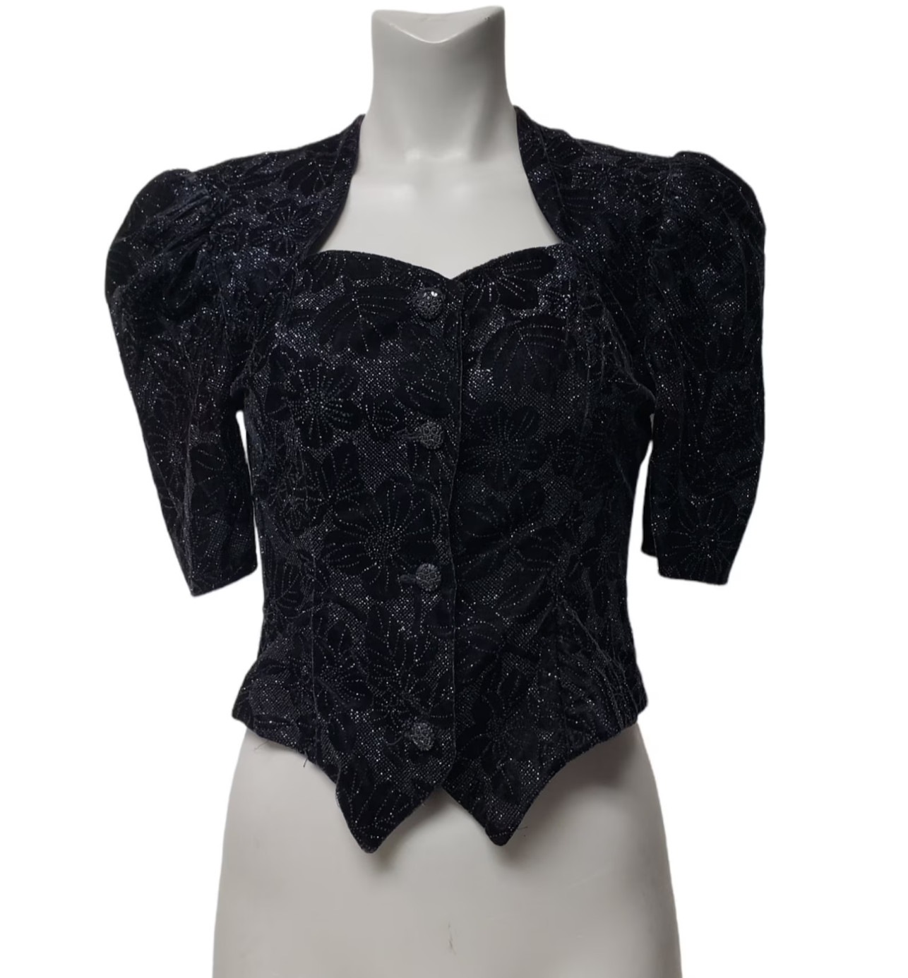 80s Jessica McClintock for Gunne Sax Metallic Velvet Blouse Size 5/6 Made in USA