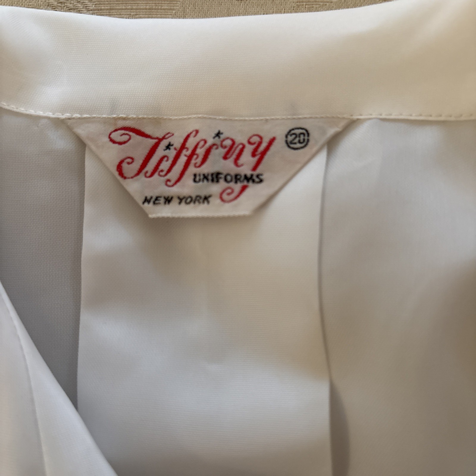 Vintage Nurse Waitress Uniform By Tiffs NY Embroidered Pockets Collar Sz L