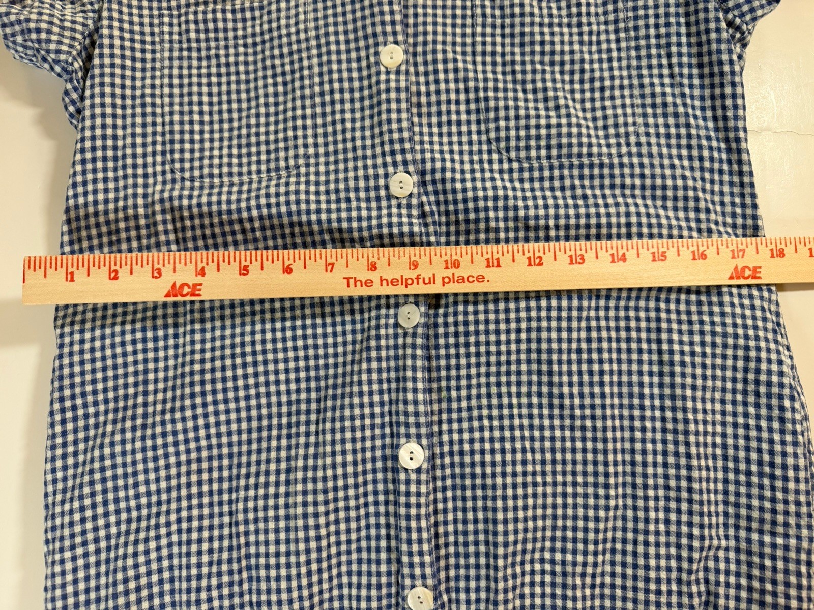 Vintage 80s JG Hook blue white gingham seersucker midi dress button 12 preppy