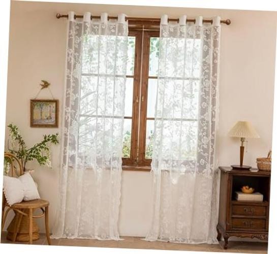Lace French 63 Inches Long-Romantic Branch and 52&Prime;W x 63&Prime;L (Pack of 2) Ivory