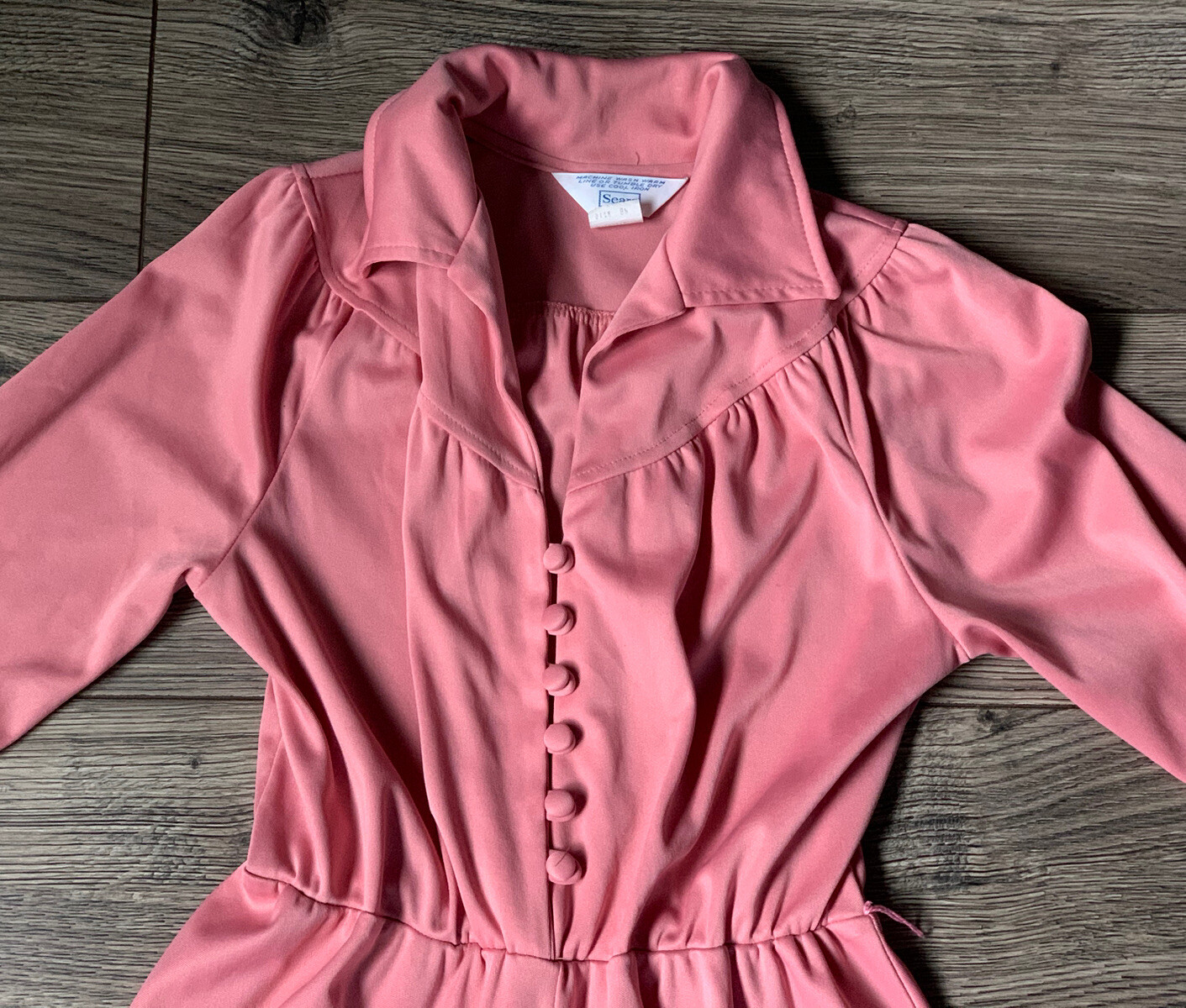 VINTAGE SEARS POLYESTER COTTON CANDY PINK WOMEN’S DRESS SIZE 8P