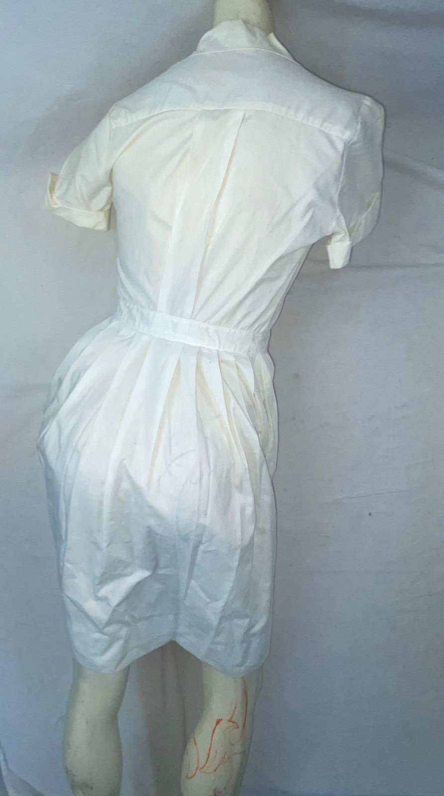 VTG 60S WOMENS WHITE BUTTON FRONT NURSES HOSPITAL ORDERLY WAITRESS UNIFORM DRESS