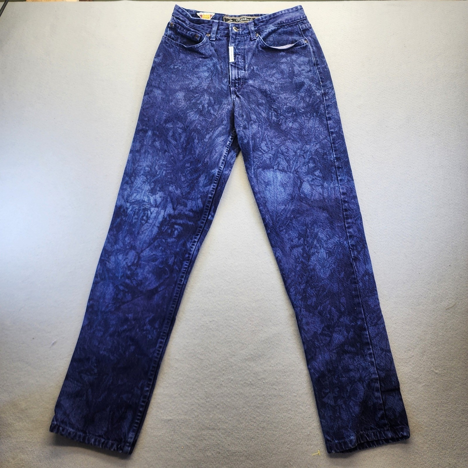 Vintage Z Cavaricci Acid Wash High Waisted Jeans Purple Blue Made in USA Size 30