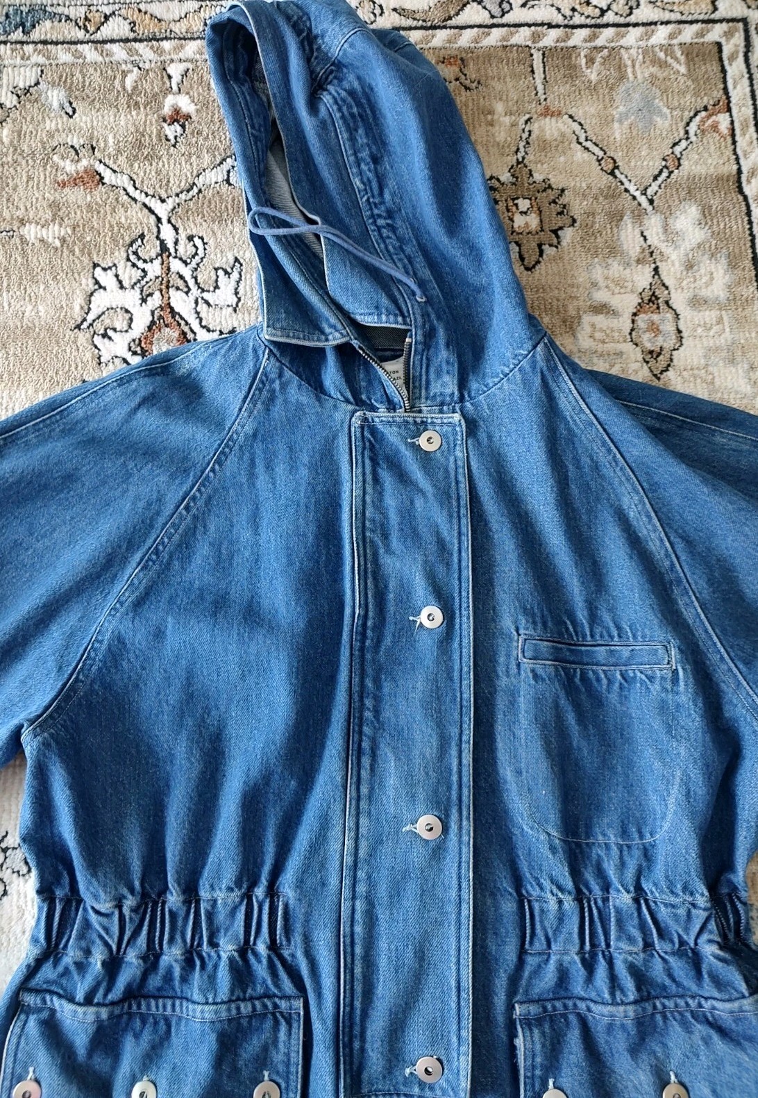 Vintage Womens Chore Barn Jacket Denim 90s Y2K Size Medium Jones Wear Hooded
