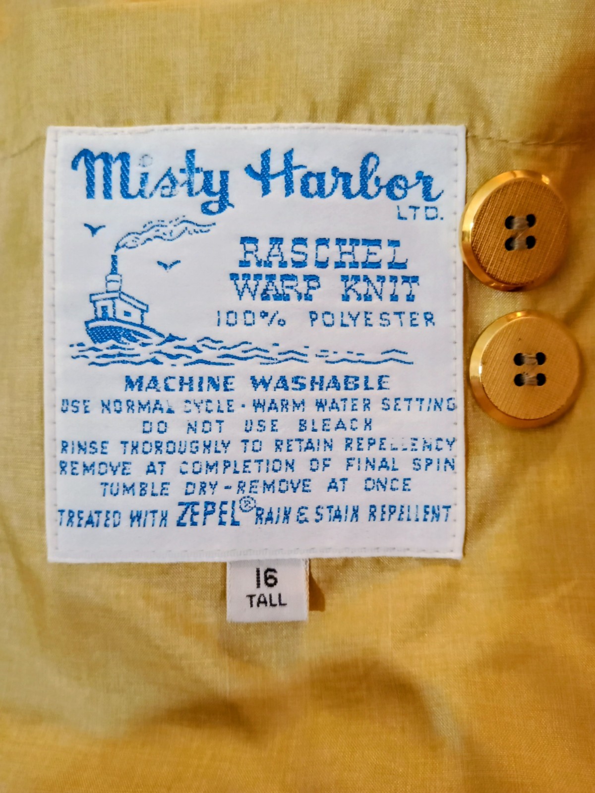 Vintage Mod Misty Harbor Persimmon Orange Coat 16 Tall Brass Buttons