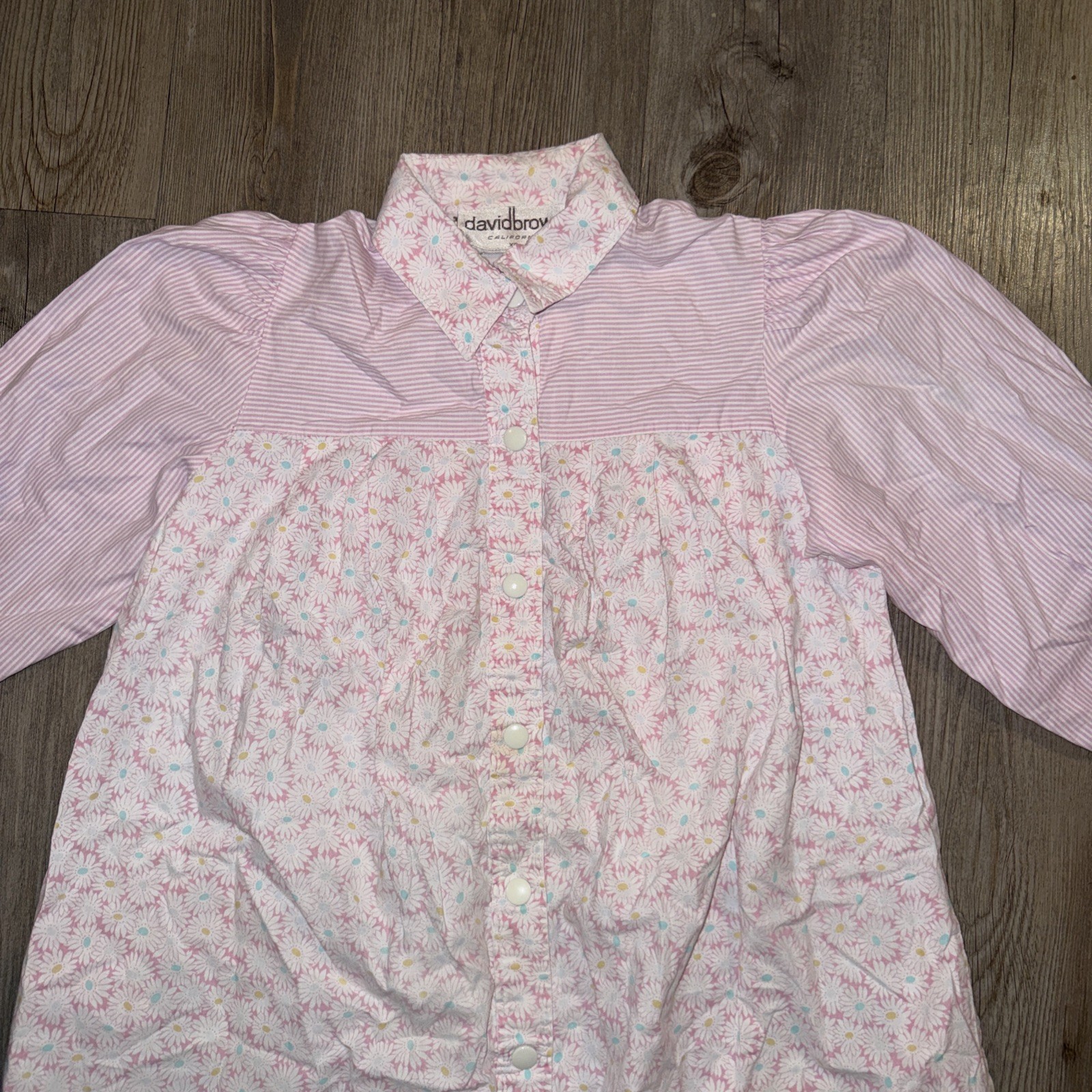 Vintage 70s David Brown California Daisy Pink Lounge House Coat Size XS X-Small