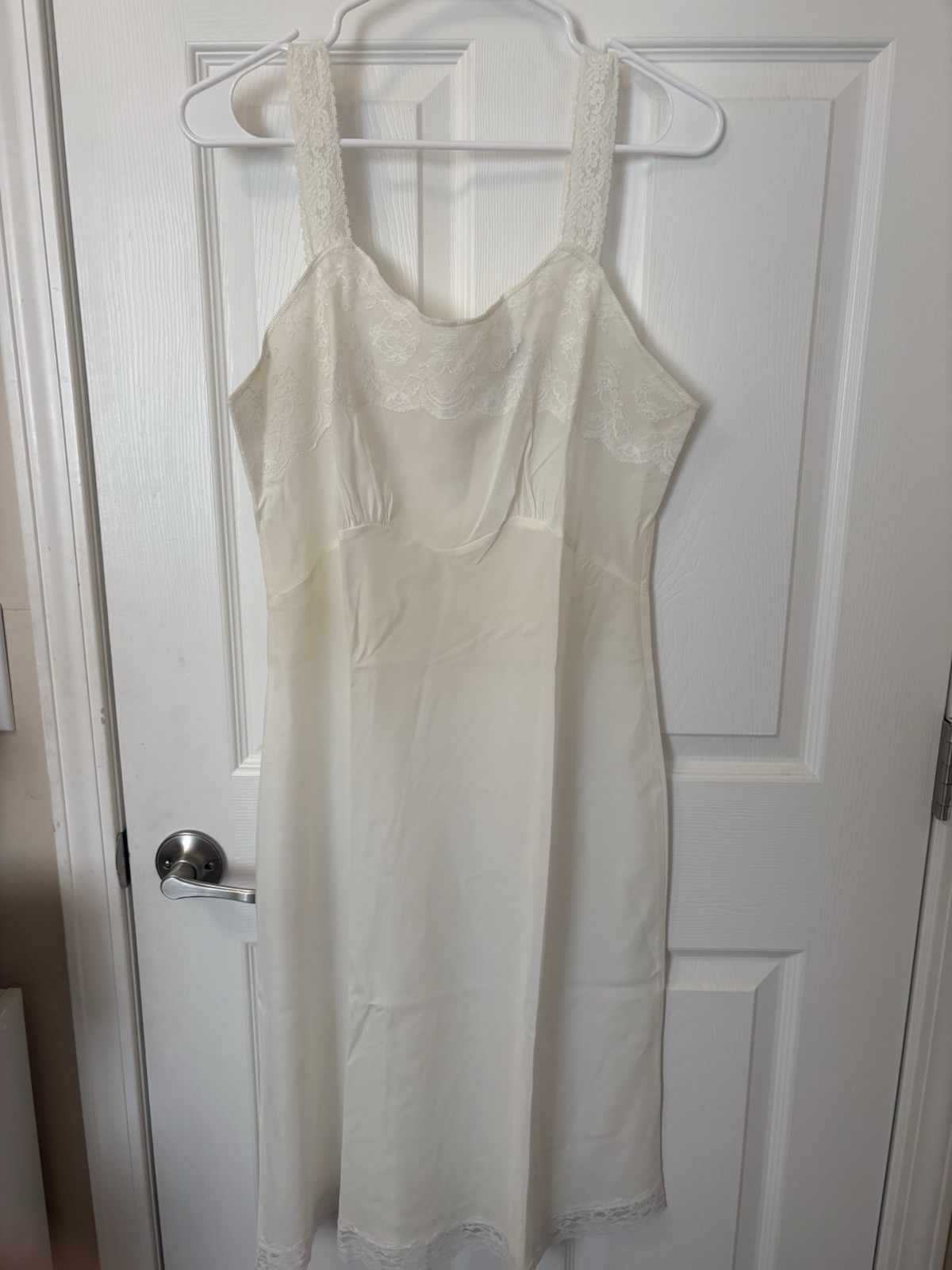 Lady Lynne VTG Slip Dress Ivory Lace Trim 42” 1500 B6 Brand New W/O Tags