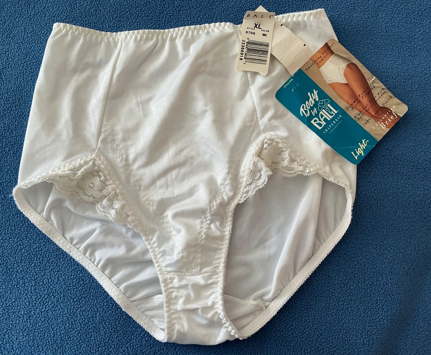 Vintage Body By Bali Light Tummy Control Shape Wear Brief White Sz XL NWT