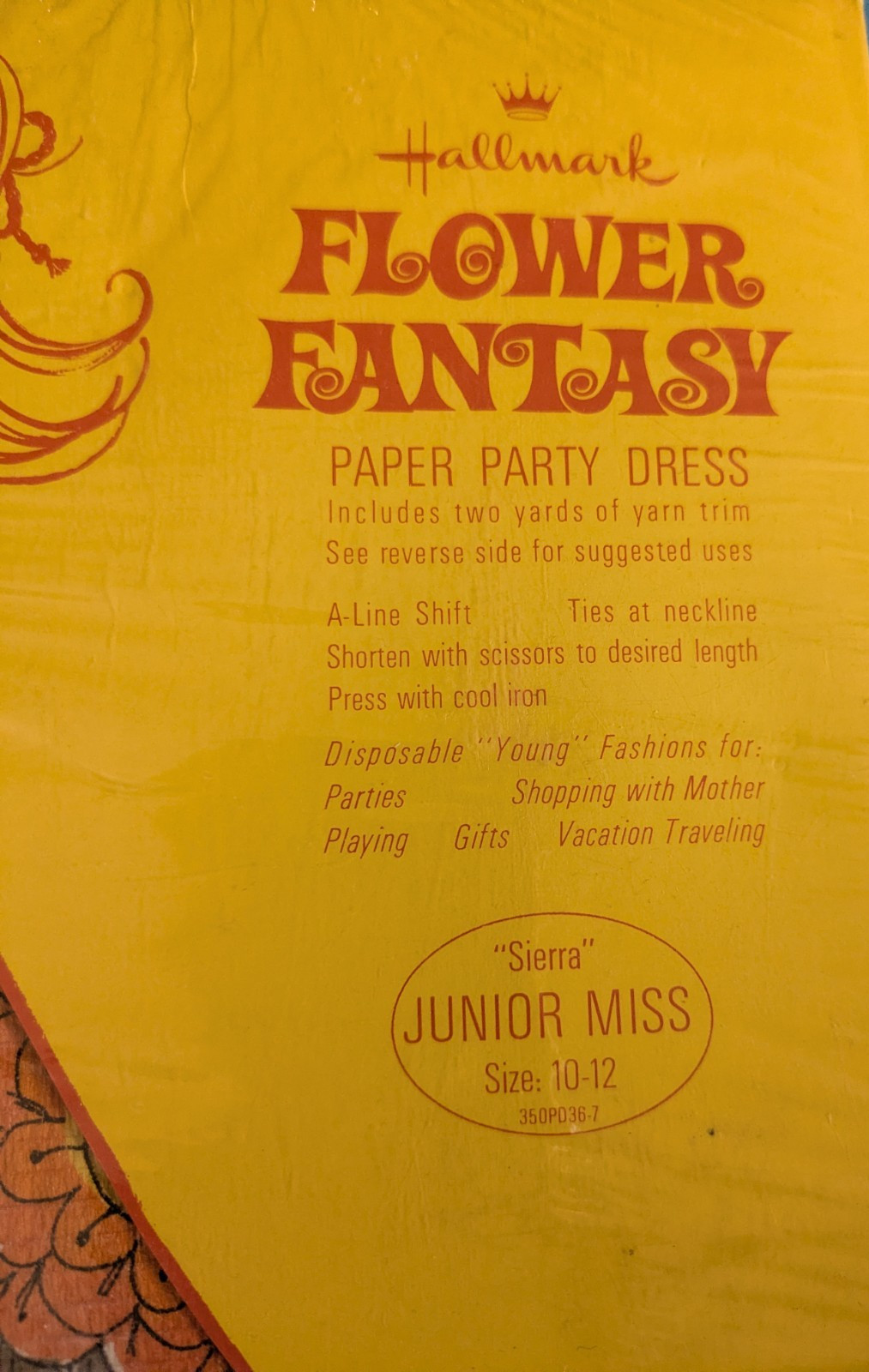 Vintage Hallmark Flower Fantasy Paper Fashion Party Dress Little Miss Sz 10-12