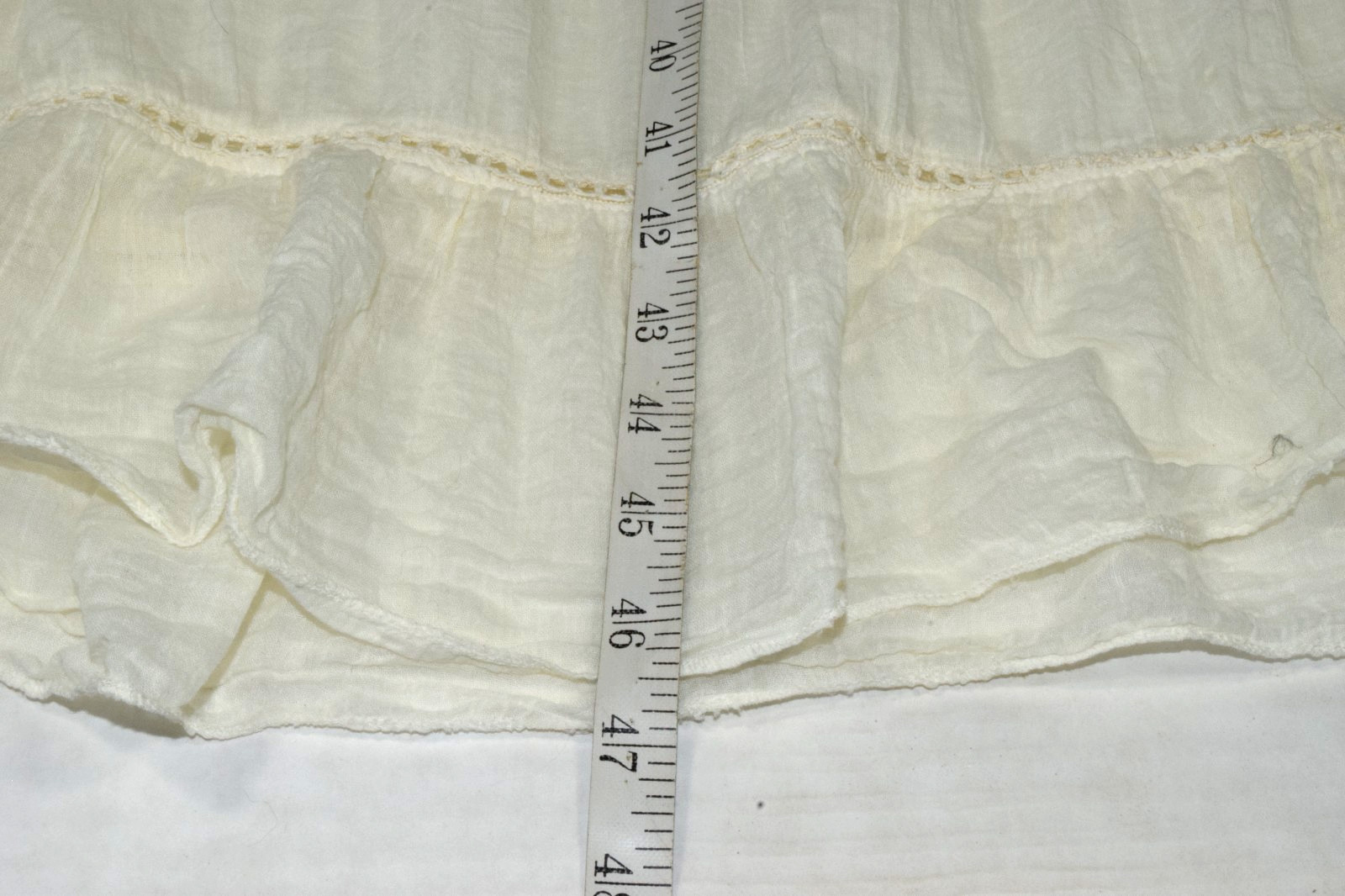 Vintage Dress SR Fashion Size M Y2K Ivory Gauzy Cotton Eyelet Lace Trim Layered