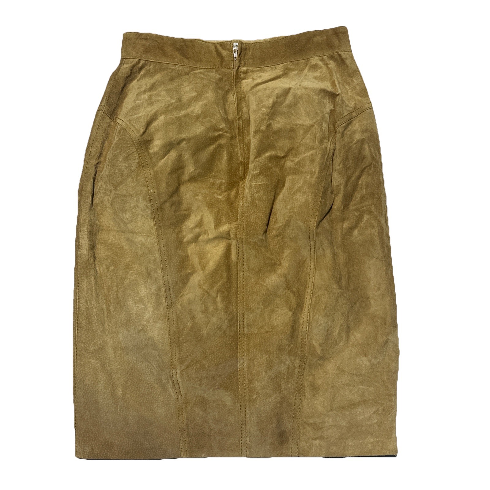 Vintage Gucci Suede Leather Skirt Made In Italy SZ 44 Brown Classy 1980s