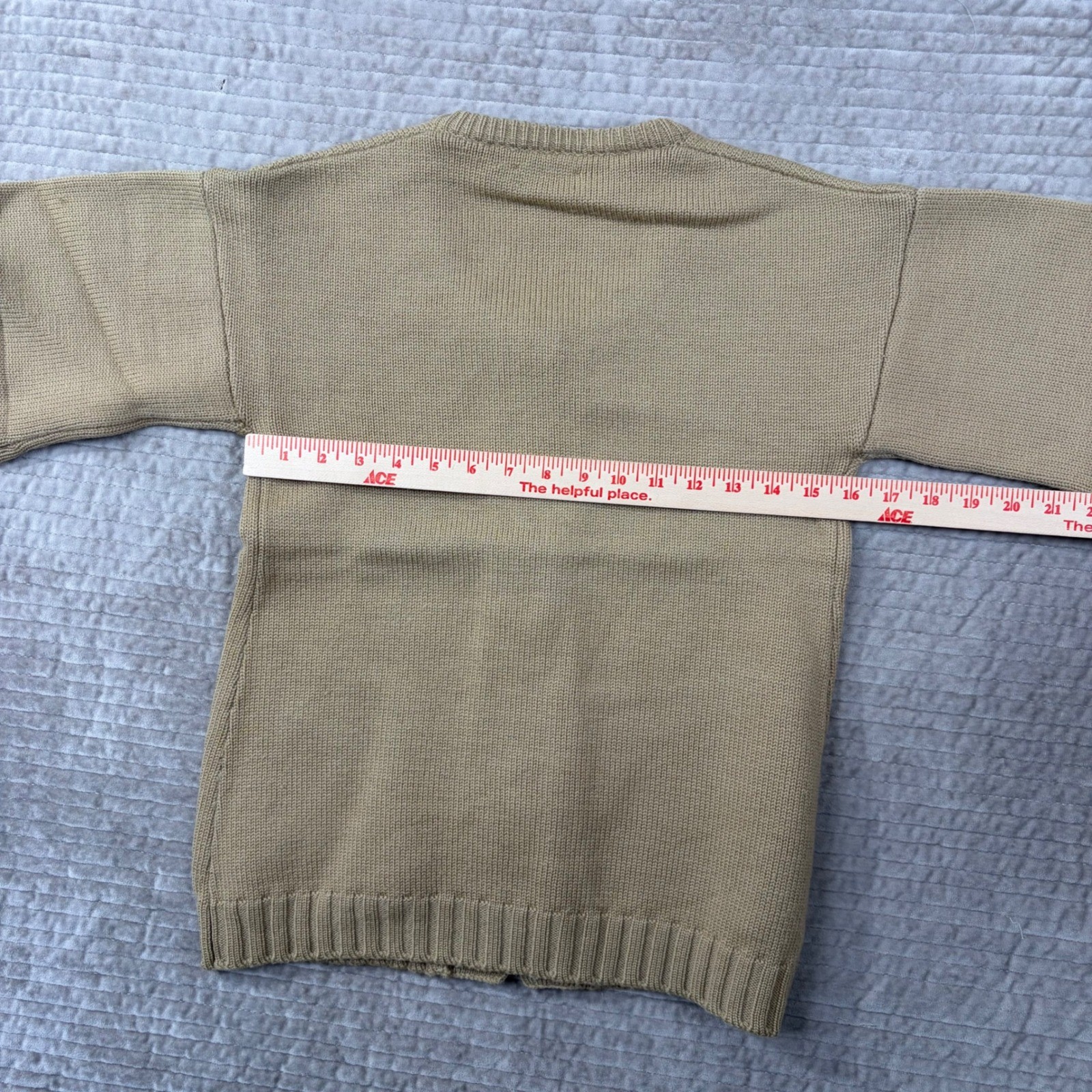 Vintage Joseph Magnin Tan Pure Wool Short Sleeve Cardigan Sweater Made in Italy