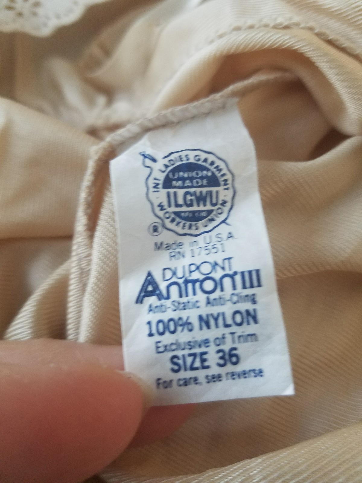DuPont Nylon Size 36 Beige Full Adjustable Slip USA Union Made ILGWU Vintage 70s
