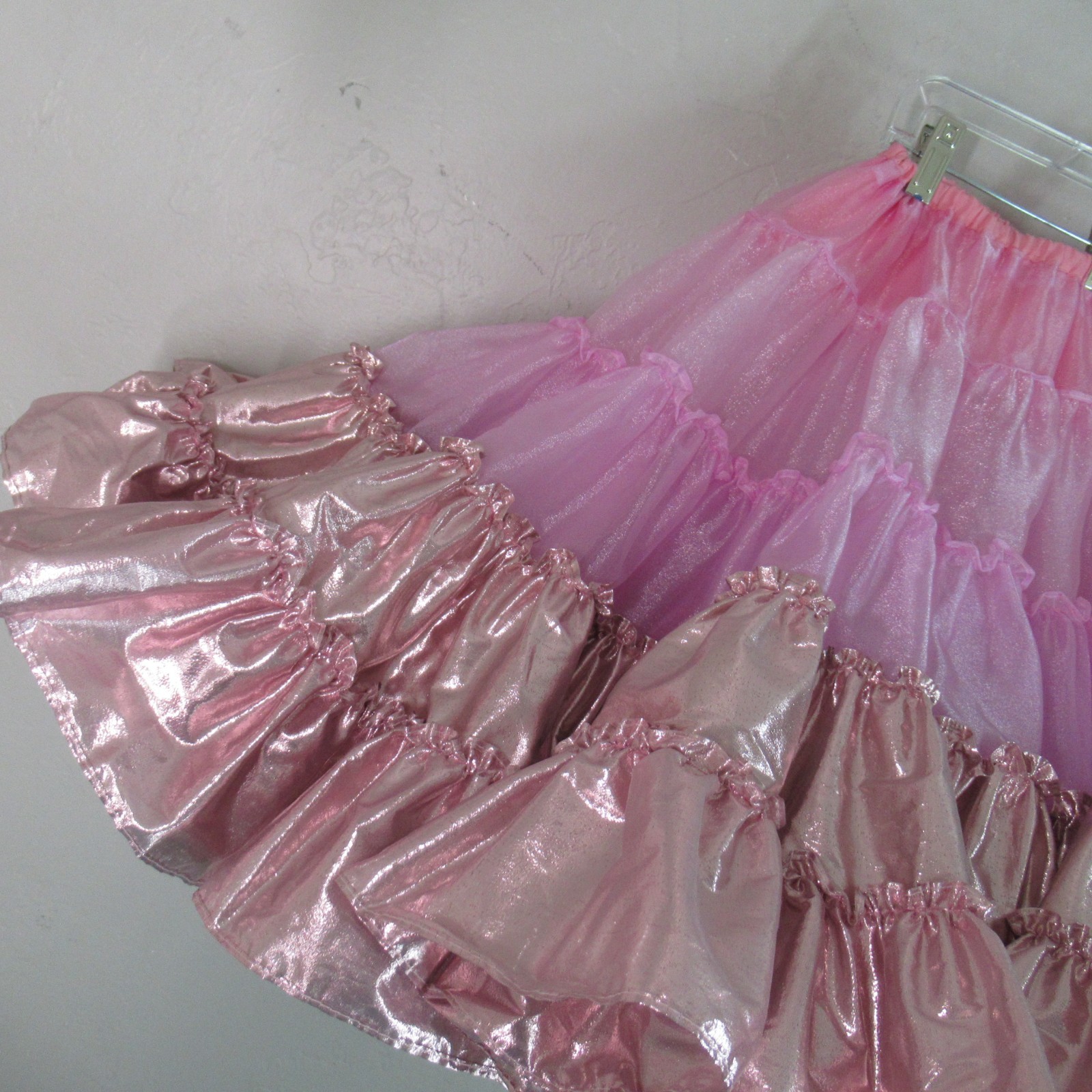 Square Apparel Petticoat Square Dance M Ruffles 3 Tone Metal Pink 3 Tier 2 Layer