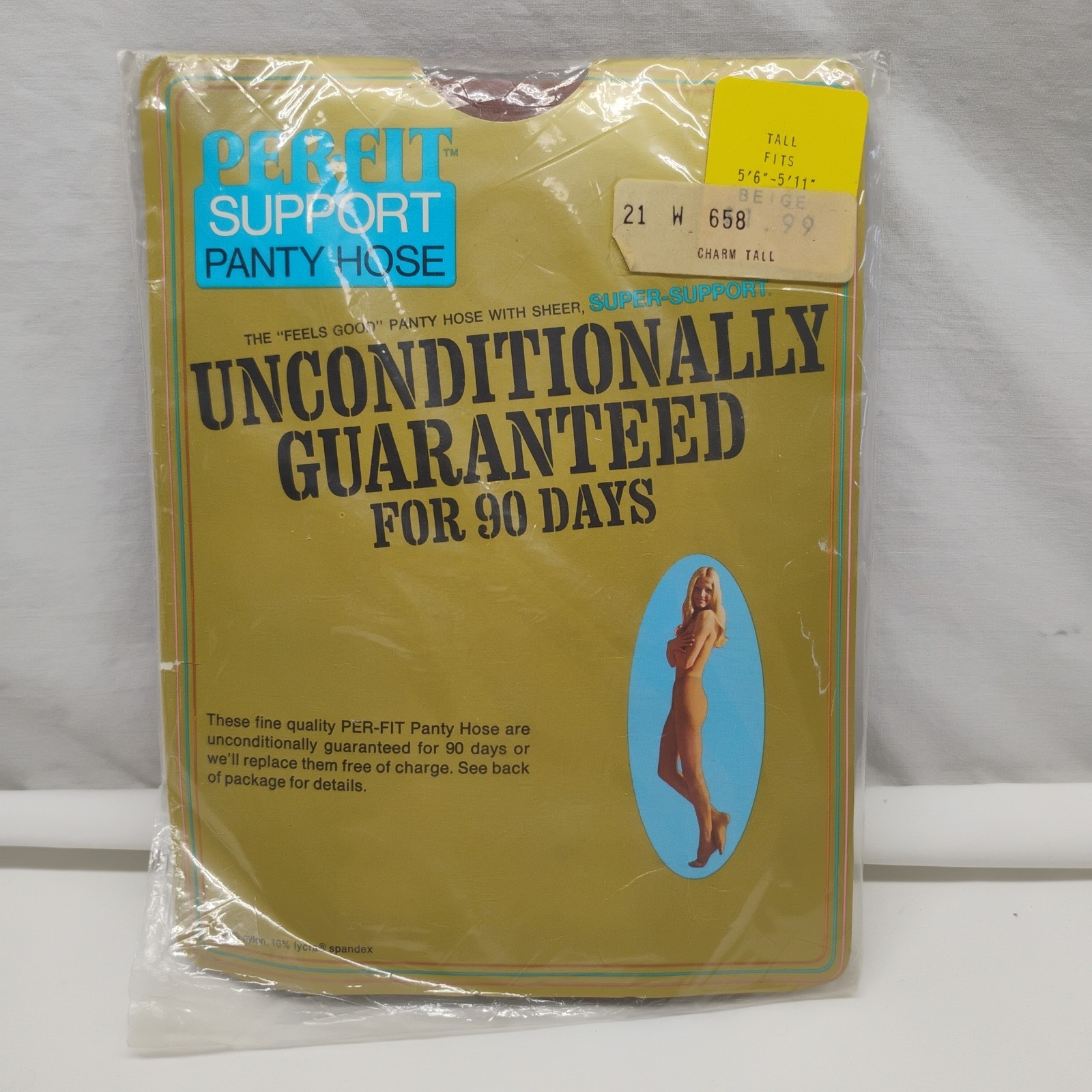 NIP 1970s Perfit Support Panty Hose Sz TALL 5&rsquo;6-5&rsquo;11 Charm Tall Beige